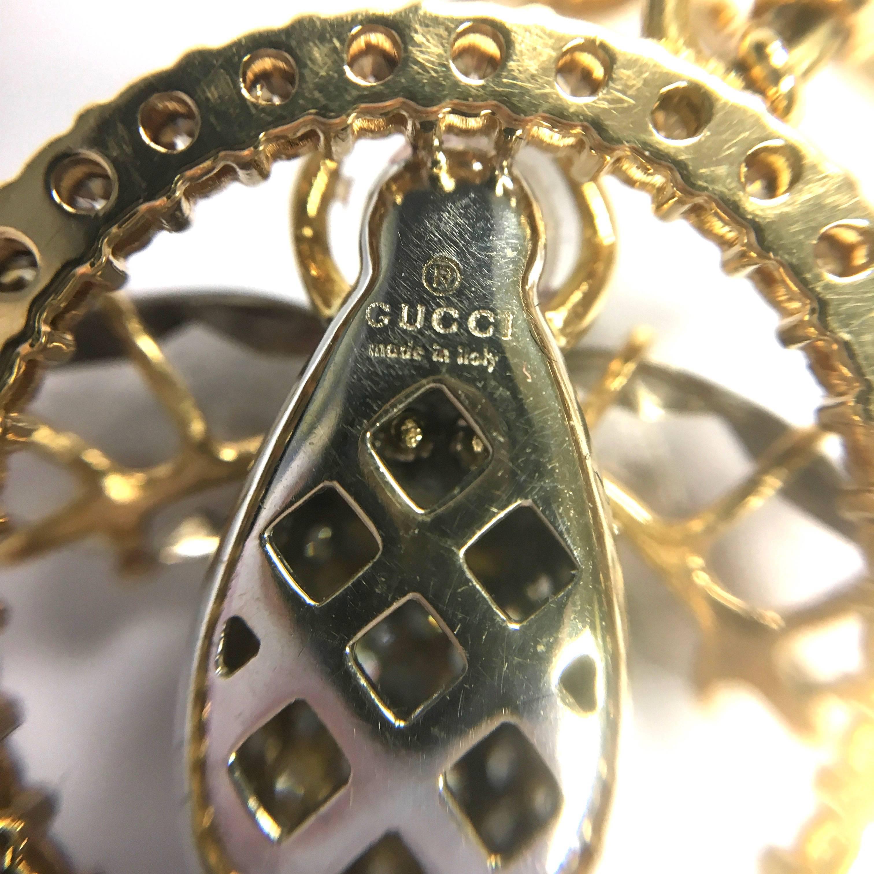 Gucci Flora Horsebit Diamond Necklace In Excellent Condition In Agoura Hills, CA