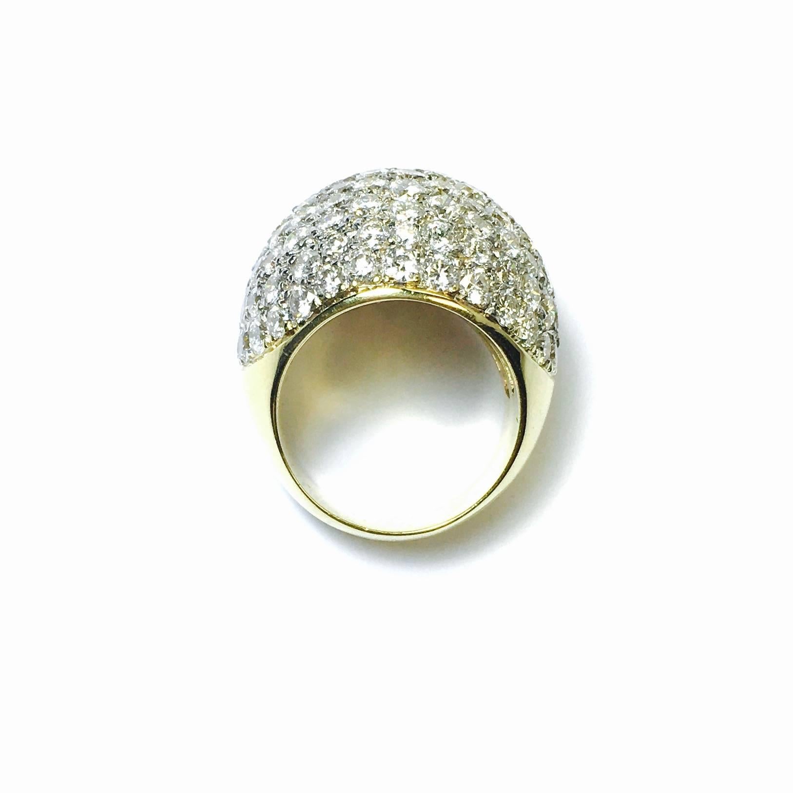 Midcentury 9 Carats of Diamonds Large Bombe Dome Ring In Excellent Condition In Agoura Hills, CA