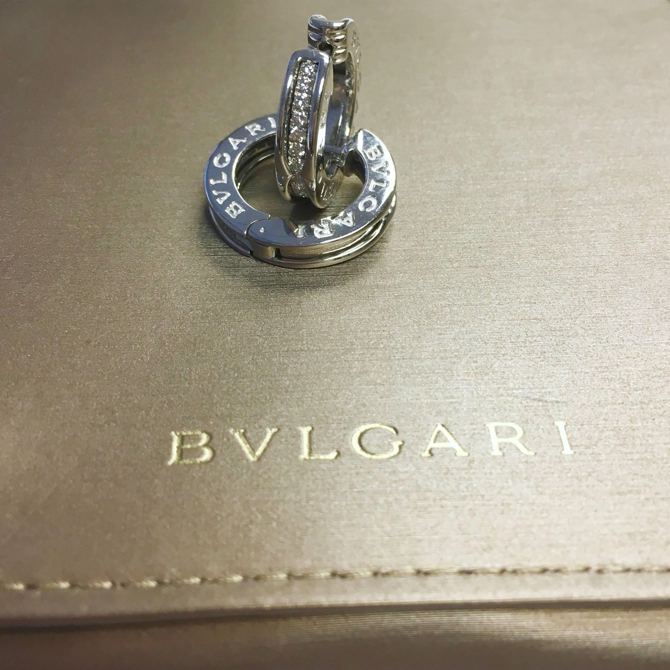 Women's or Men's Bulgari B.Zero1 Diamond Gold Hoop Earrings