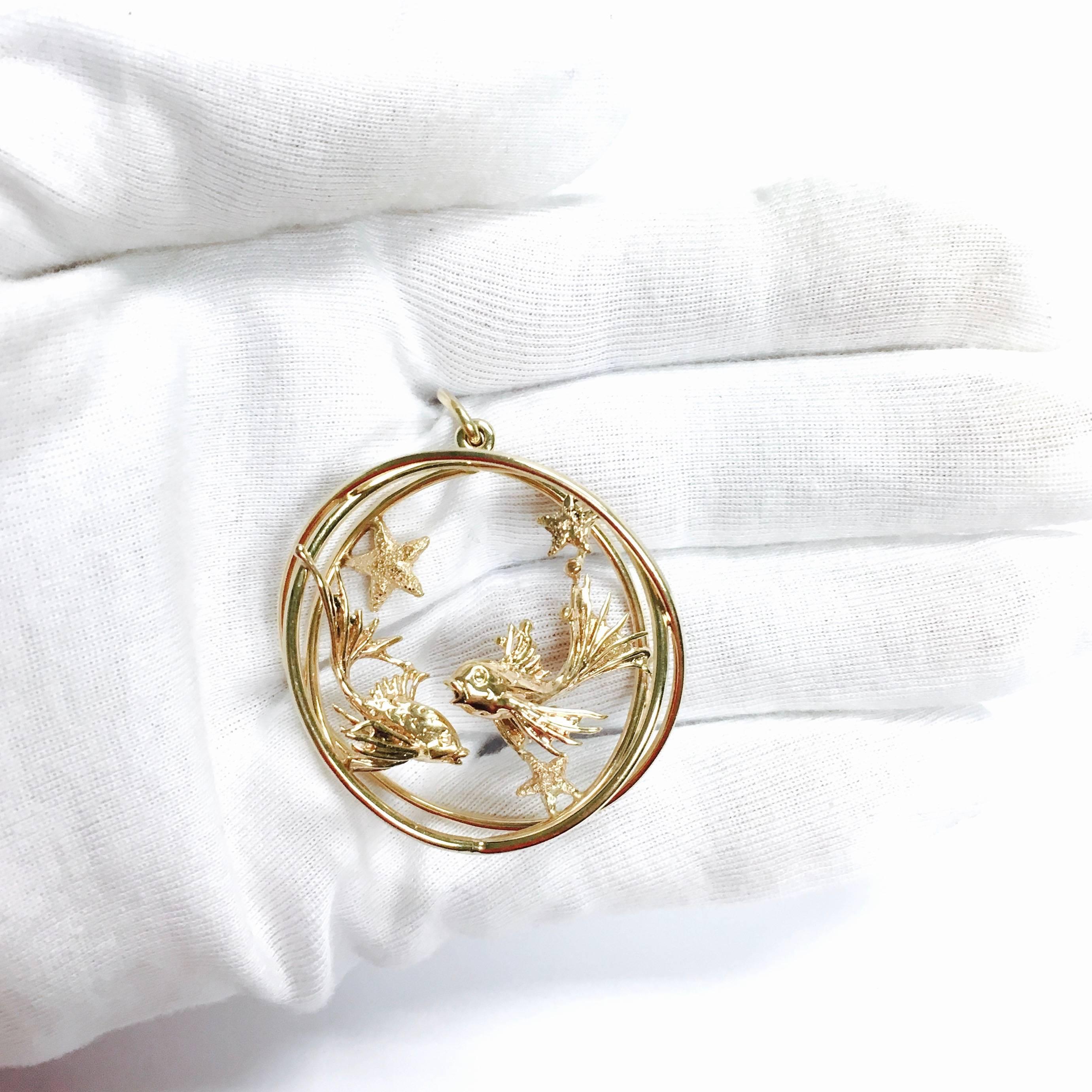 Women's or Men's Ruser Pisces Zodiac Gold Pendant