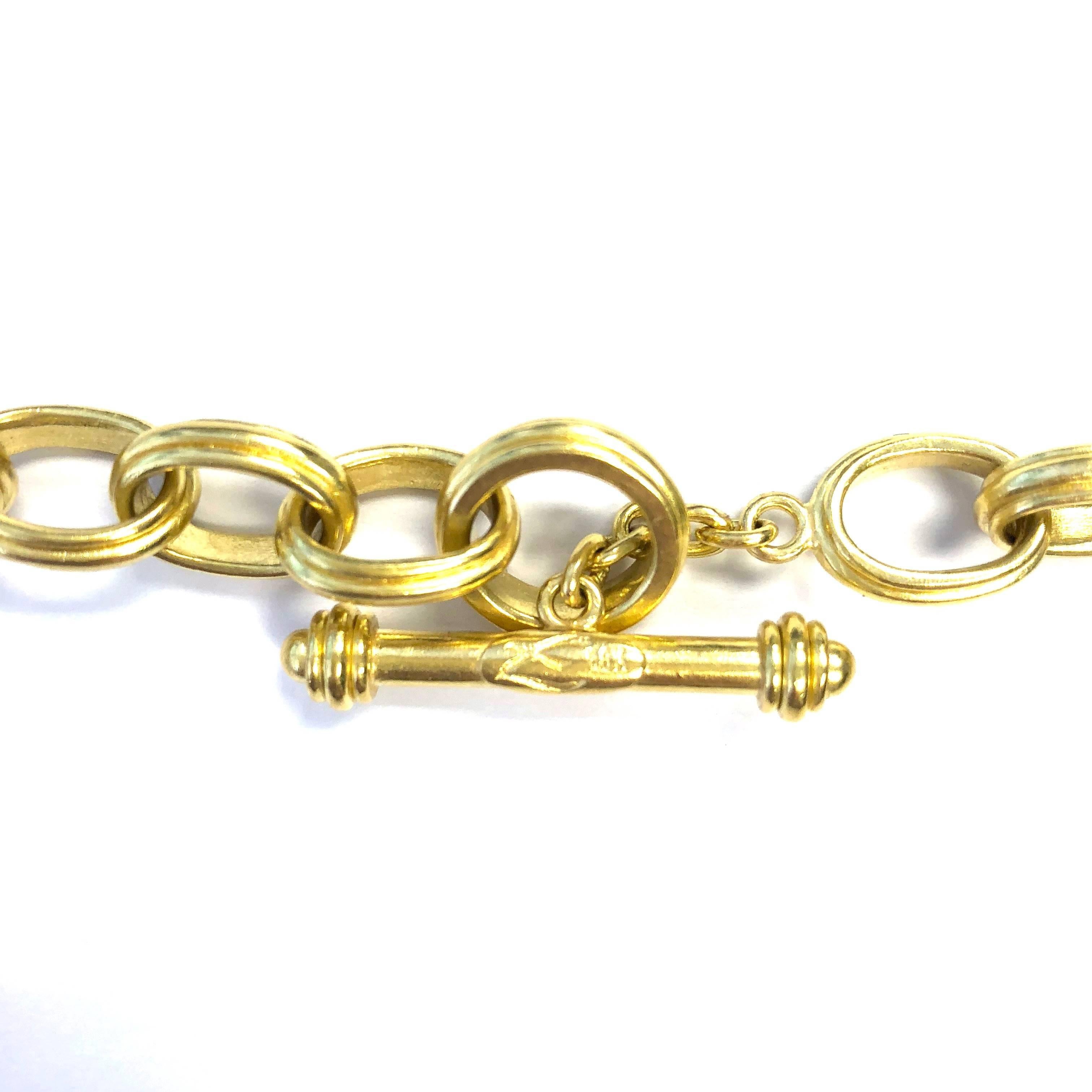 Elizabeth Locke 18k Gold Bergamo oval link necklace. 
Weight 66.9 grams. 
Measurements:
17.5
