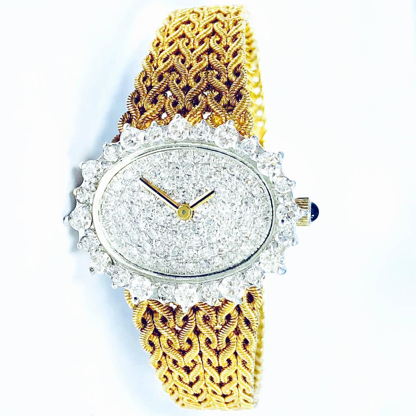 lucien piccard 14k gold watch with diamonds
