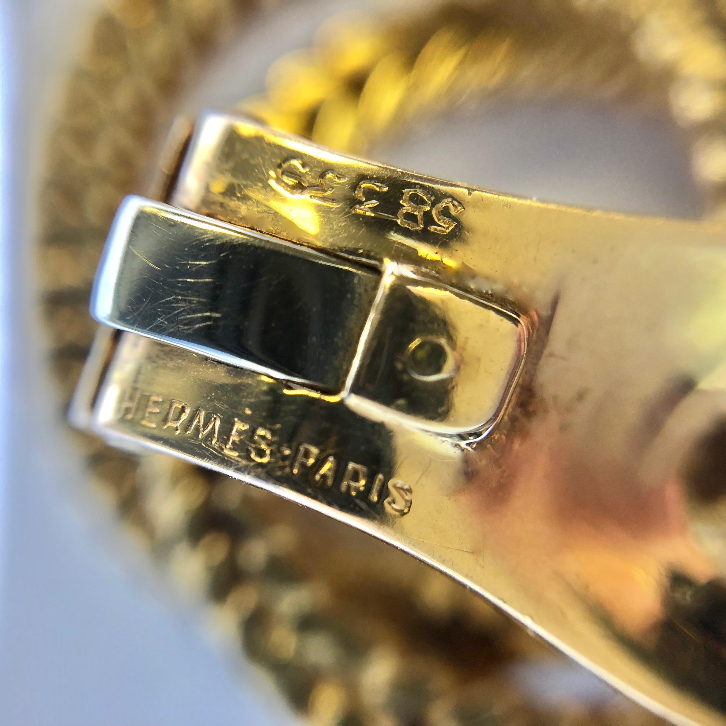 Women's or Men's Hermes Vintage Gold Chaine D’Ancre Tresse Earrings