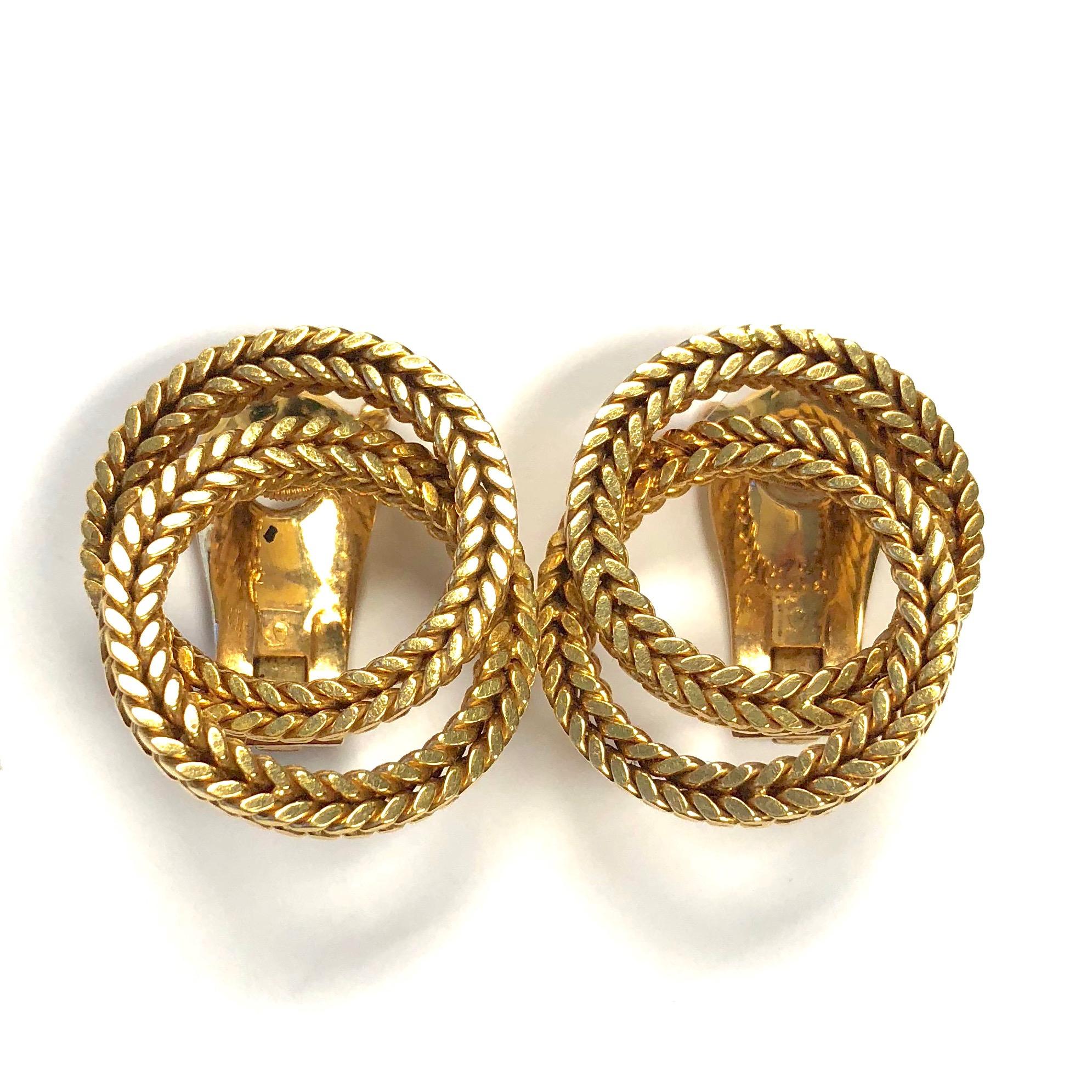 Hermes Vintage Gold Chaine D’Ancre Tresse Earrings 1