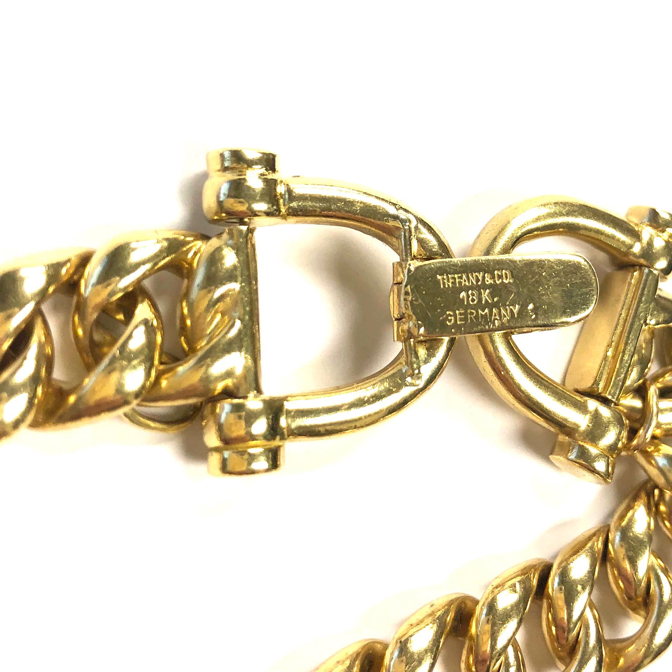 Tiffany & Co. Vintage Large Curb Link Horse Bit Yellow Gold Bracelet In Good Condition In Agoura Hills, CA