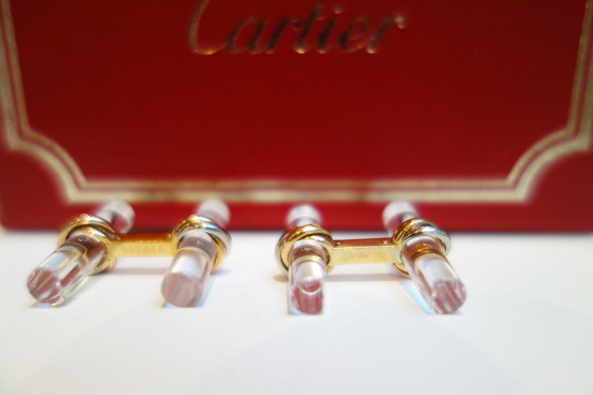 Men's 1960s Cartier Trinity Onyx Lapis Malachite Gold Cufflinks Set