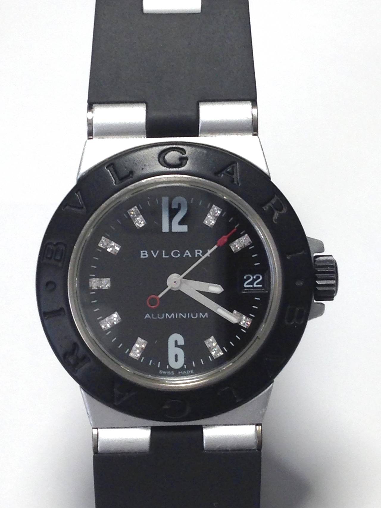 Bulgari Diagono Aluminium Lady's Diamond Watch AL32TA at 1stDibs