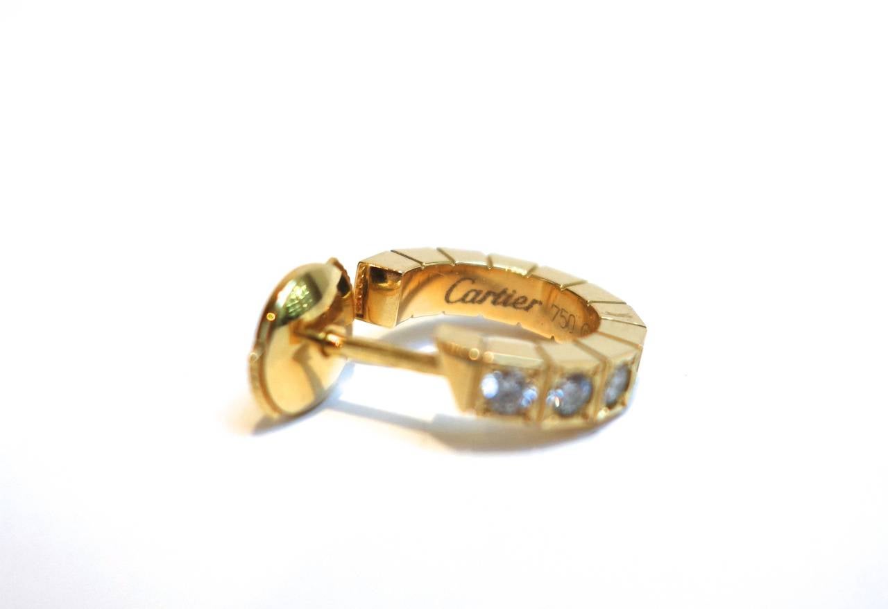 Cartier Lanieres Gold Diamond Hoop Earrings 1