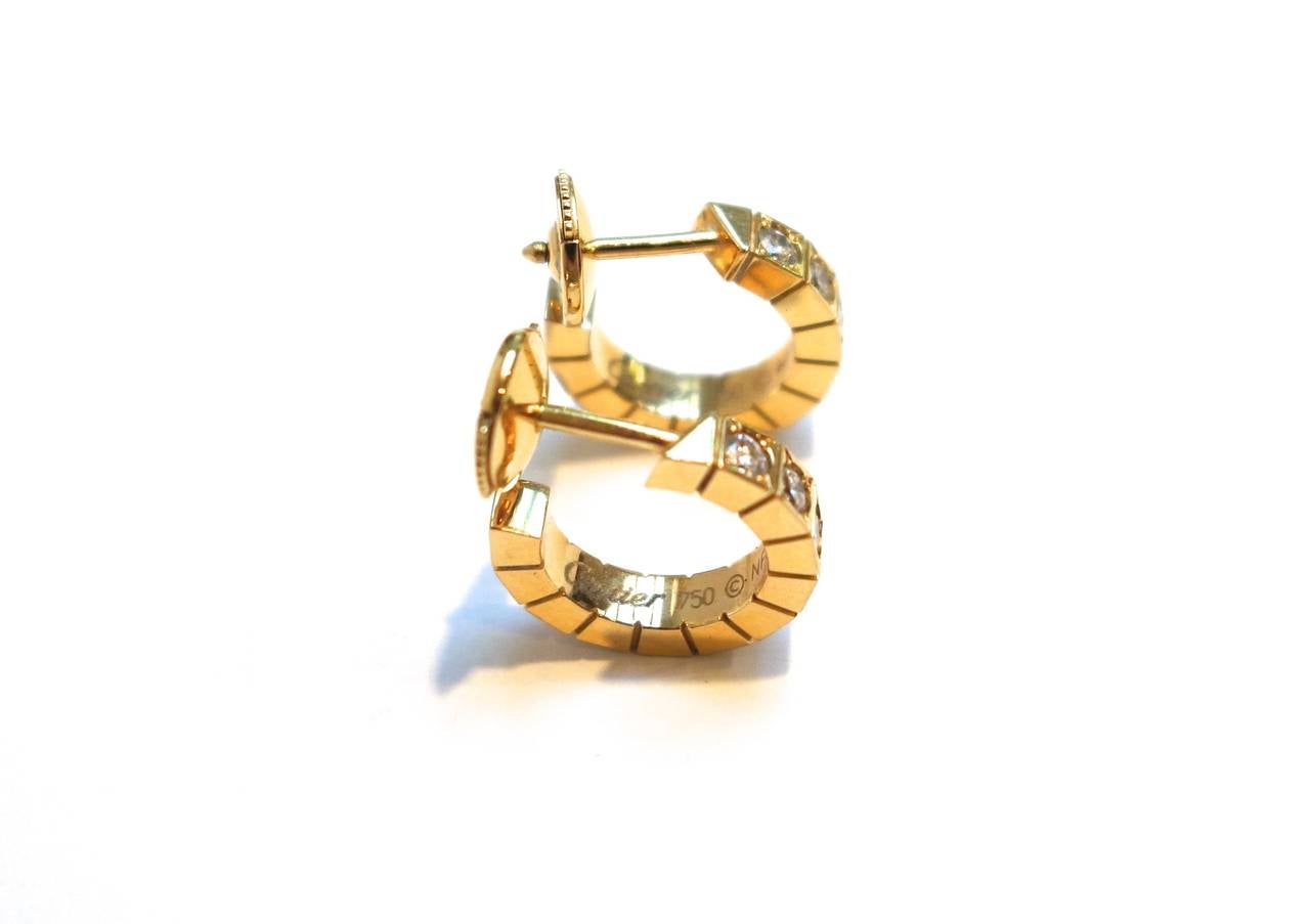Women's Cartier Lanieres Gold Diamond Hoop Earrings