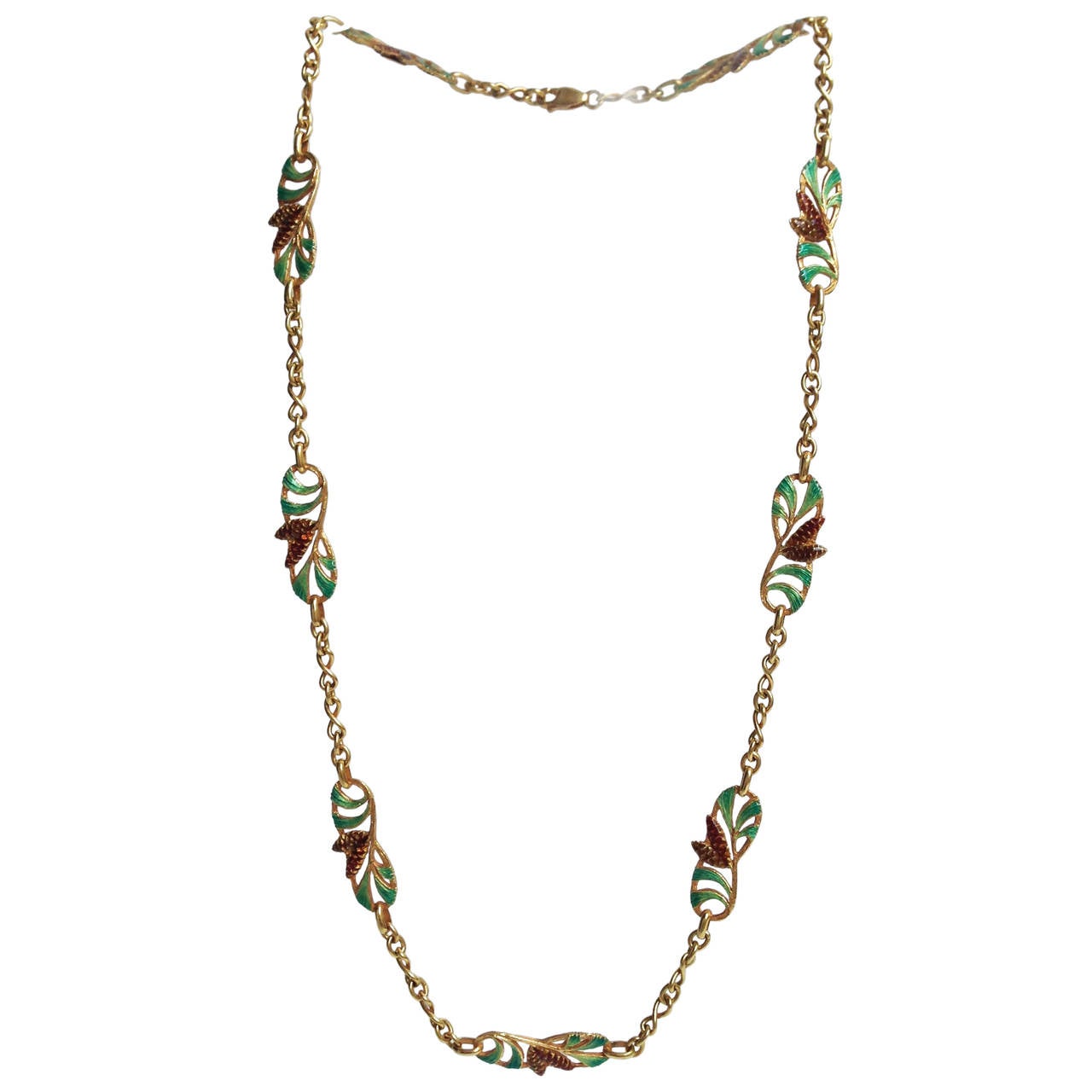 Masriera Enamel Gold Chain Necklace