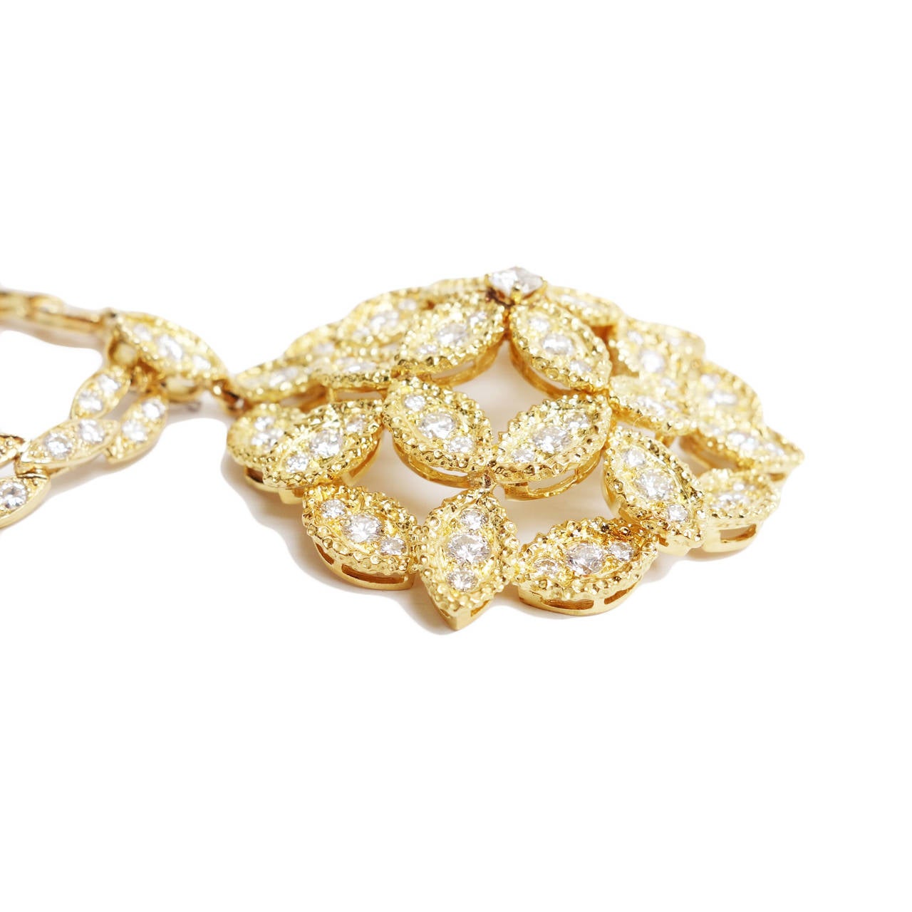 French Diamond Gold Pendant Necklace Enhancer For Sale at 1stDibs