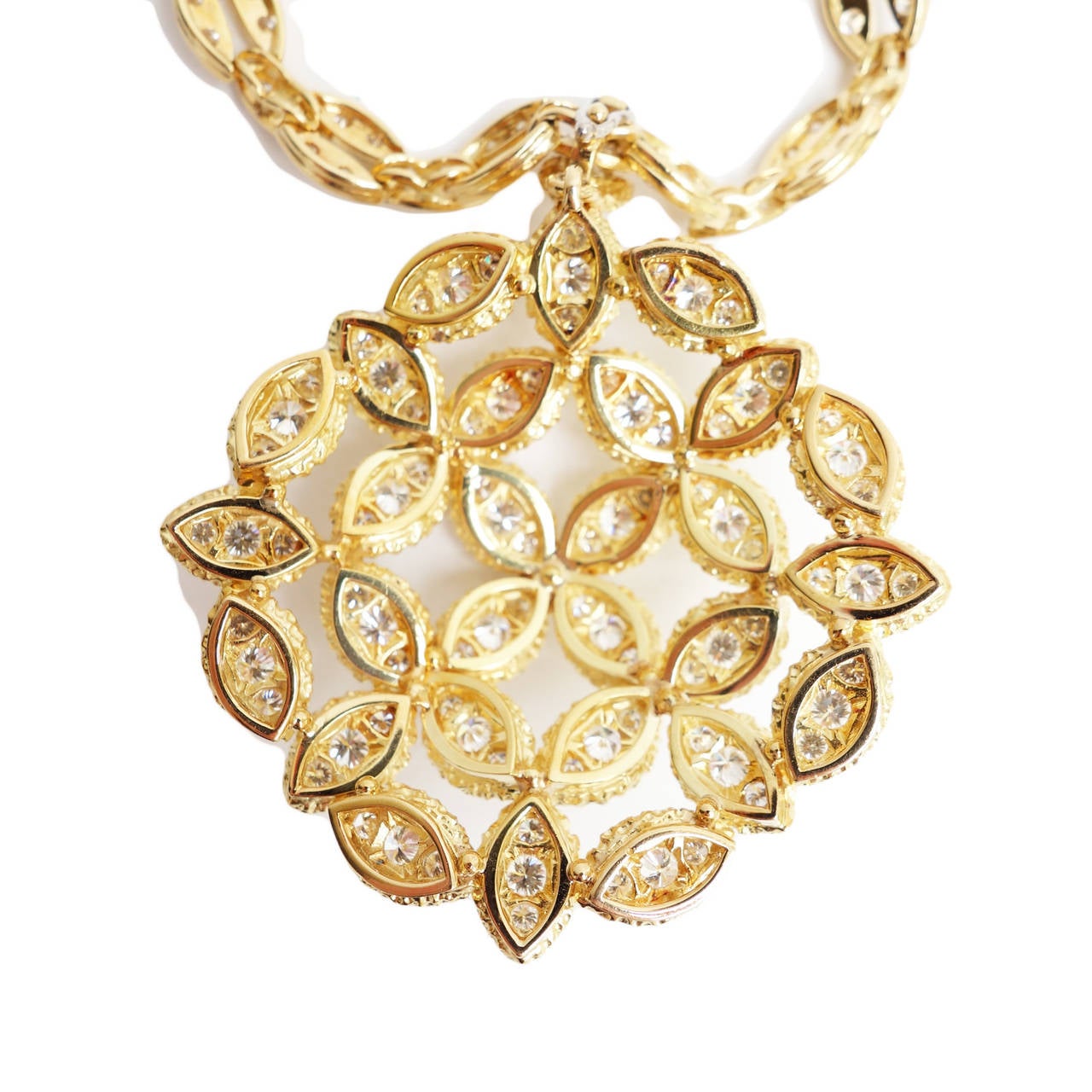 French Diamond Gold Pendant Necklace Enhancer For Sale at 1stDibs