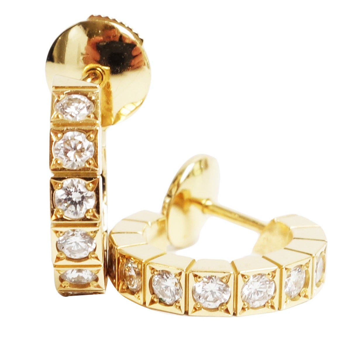 Cartier Lanieres Gold Diamond Hoop Earrings