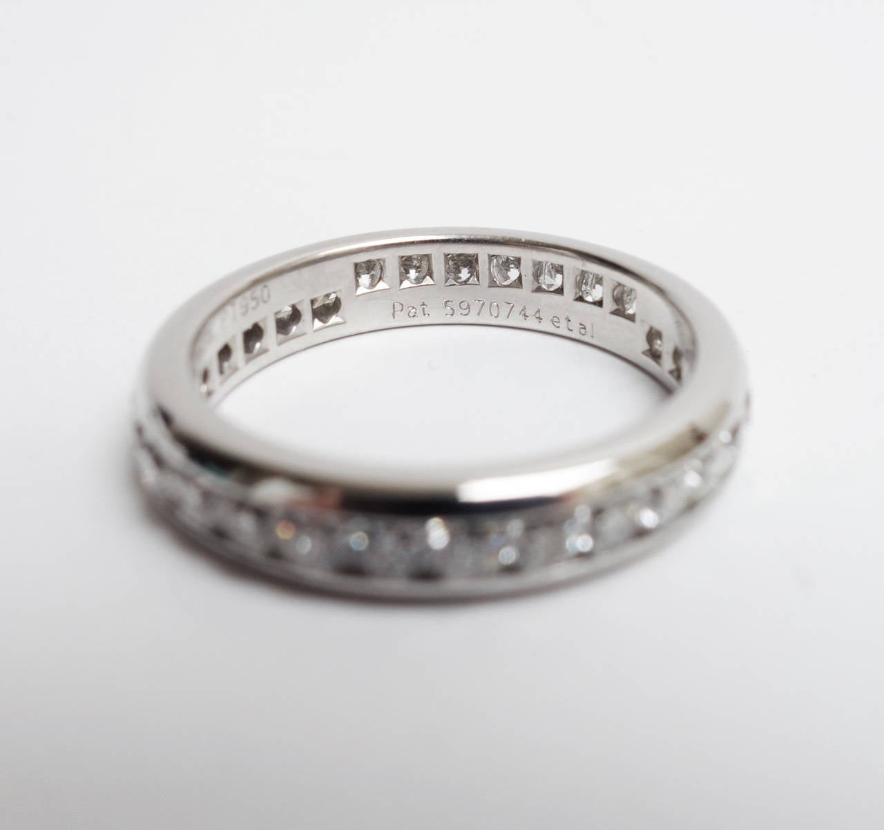 Tiffany&Co. Platinum and Diamond band from the "Lucida" collection. 
Current Retail: $ 9,575.00
Featuring 29 trade marked Lucida cut diamonds, approx. 1.42ct total weight.
Hallmarks: T. & Co., PT950, Lucida, copyright
Weight: