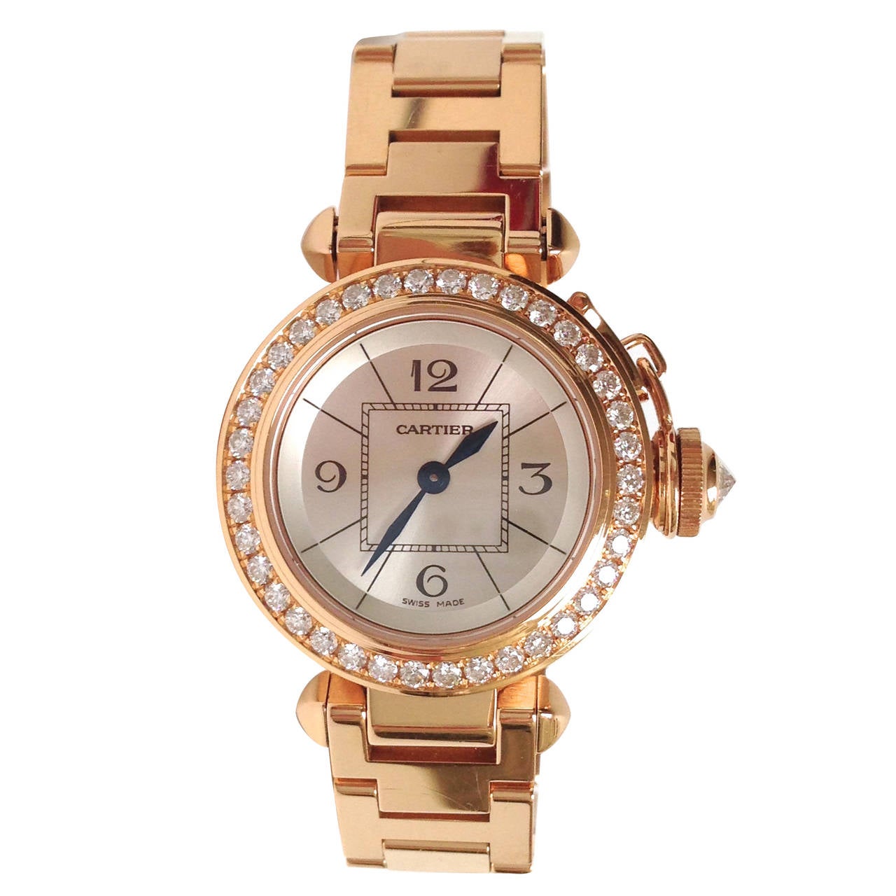 Cartier Lady
s Rose Gold Diamond Miss Pasha Quartz Wristwatch Ref WJ124013