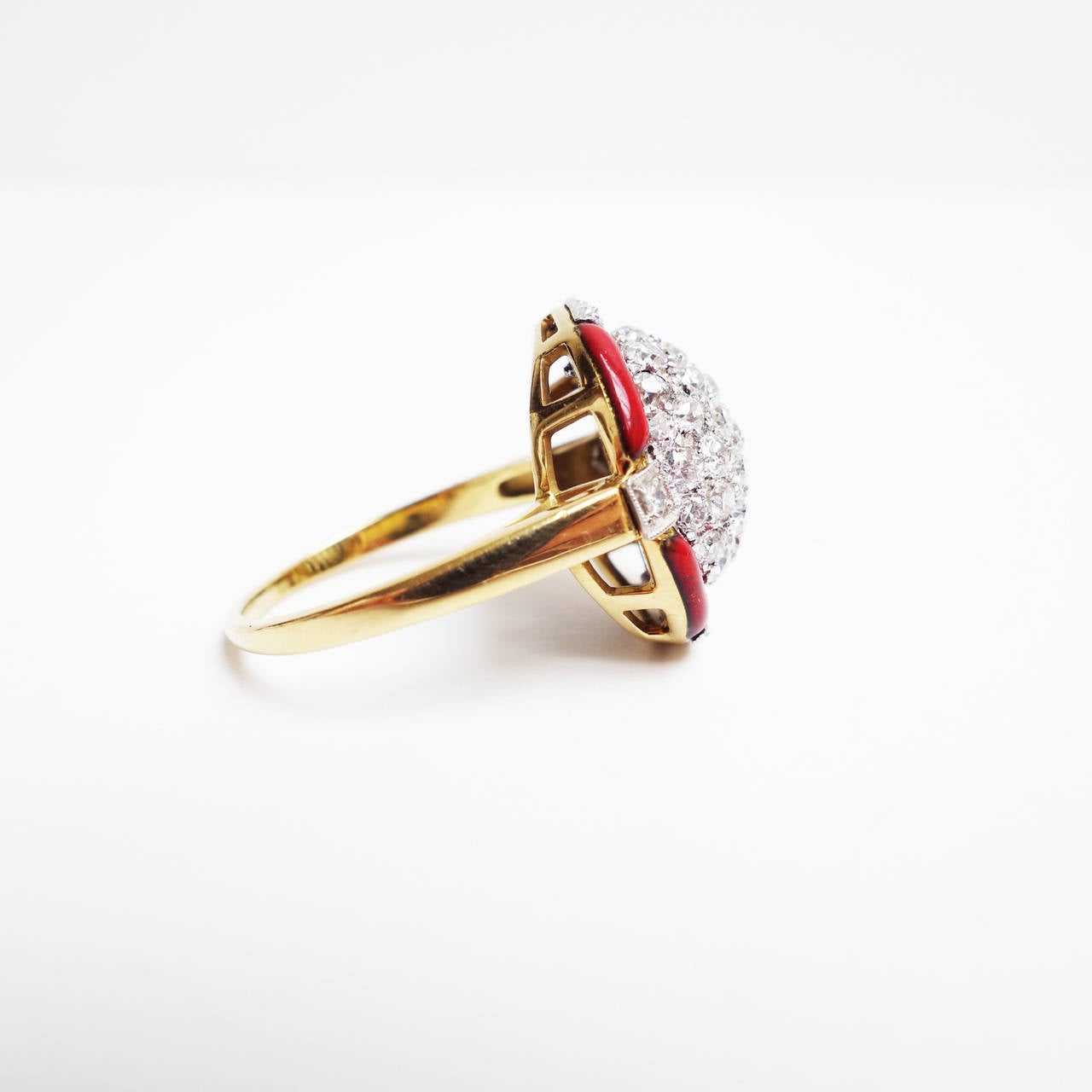 Women's Amazing Art Deco Enamel Diamond Platinum Ring