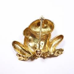 1940s Diamond Gold Frog Pin
