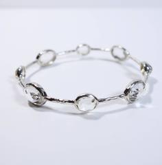 Ippolita Rock Candy Eight Stone Clear Quartz Bangle Sterling Silver Bracelet