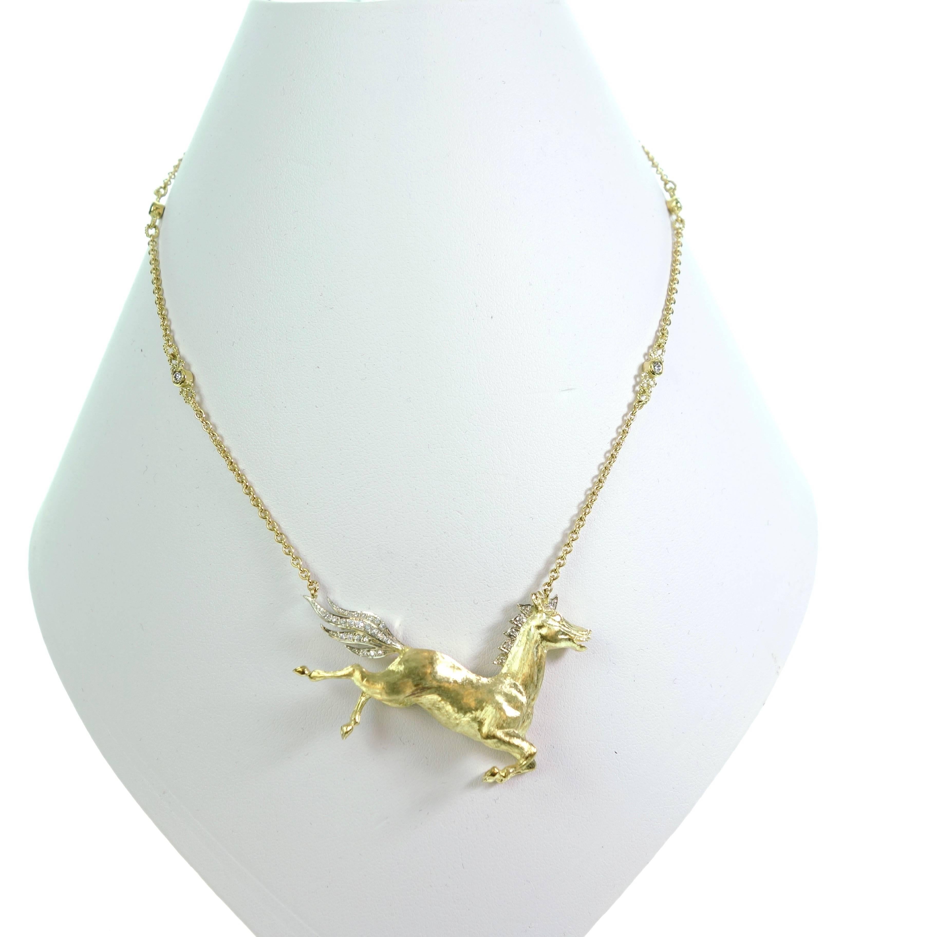 Women's Laykin Et Cie Diamond Gold Horse Necklace