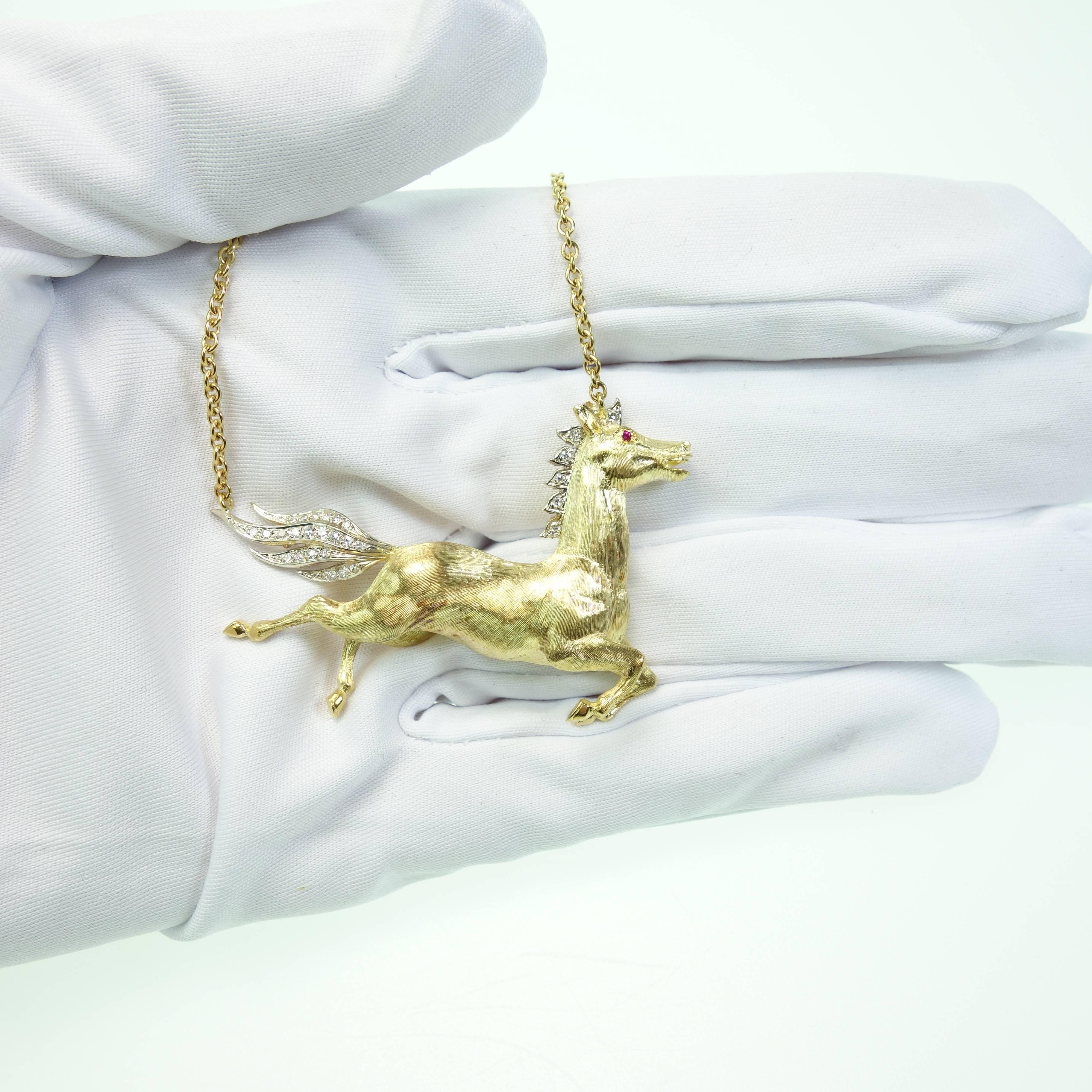 Laykin Et Cie Diamond Gold Horse Necklace 1