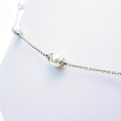 Michael B Pearl Diamond Platinum Necklace