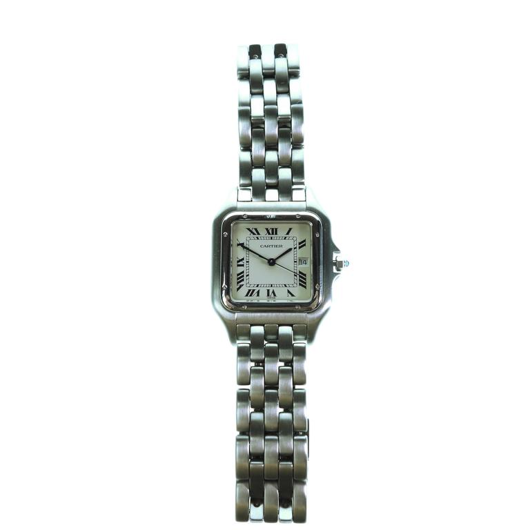 Cartier Stainless Steel Panthere Jumbo Quartz Wristwatch at 1stDibs