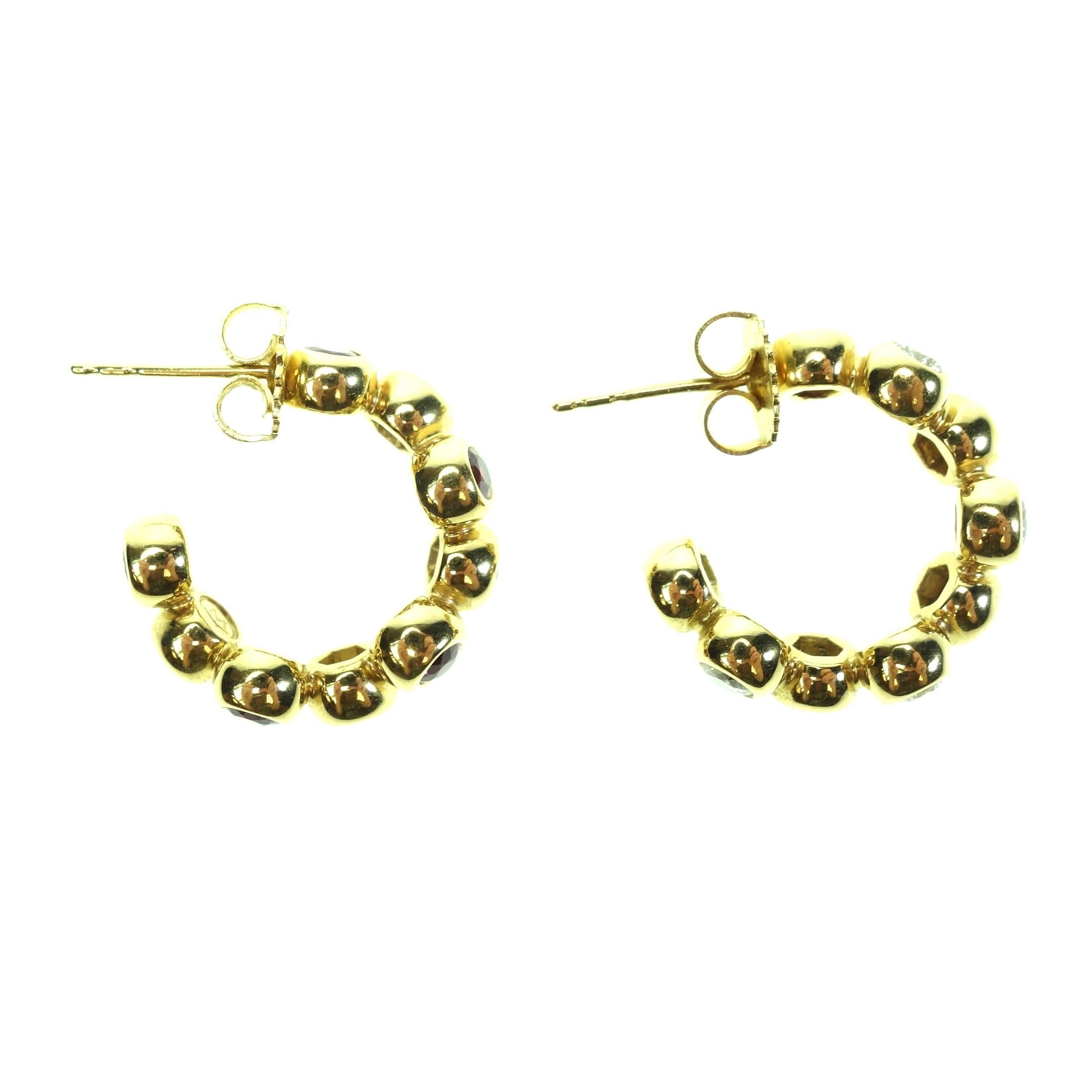 Women's Movado Ruby Diamond Gold Hoop Earrings