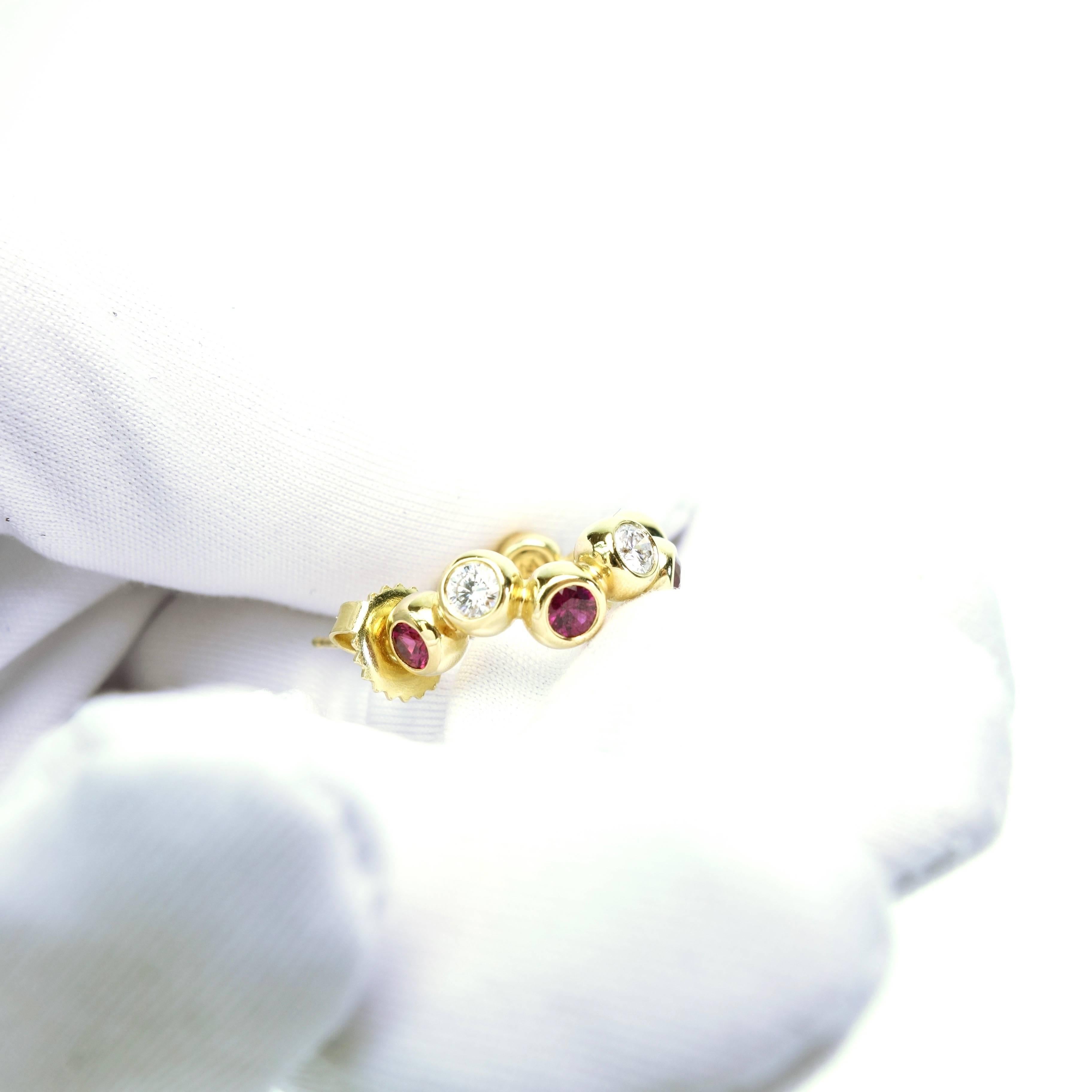 Movado Ruby Diamond Gold Hoop Earrings 1