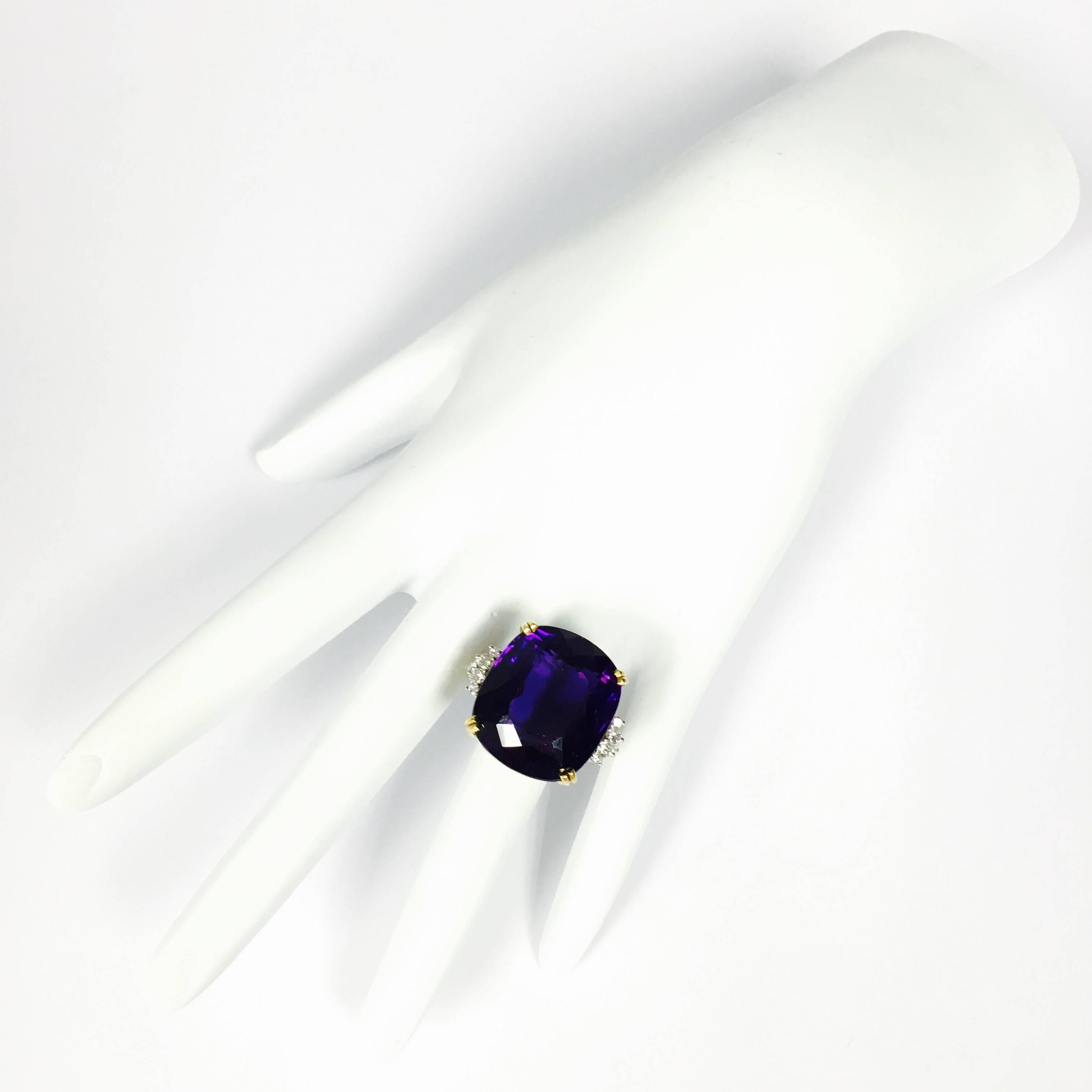 1970er Jahre H.Stern 20 Karat Amethyst-Diamant-Gold-Platin-Ring im Zustand „Hervorragend“ in Agoura Hills, CA