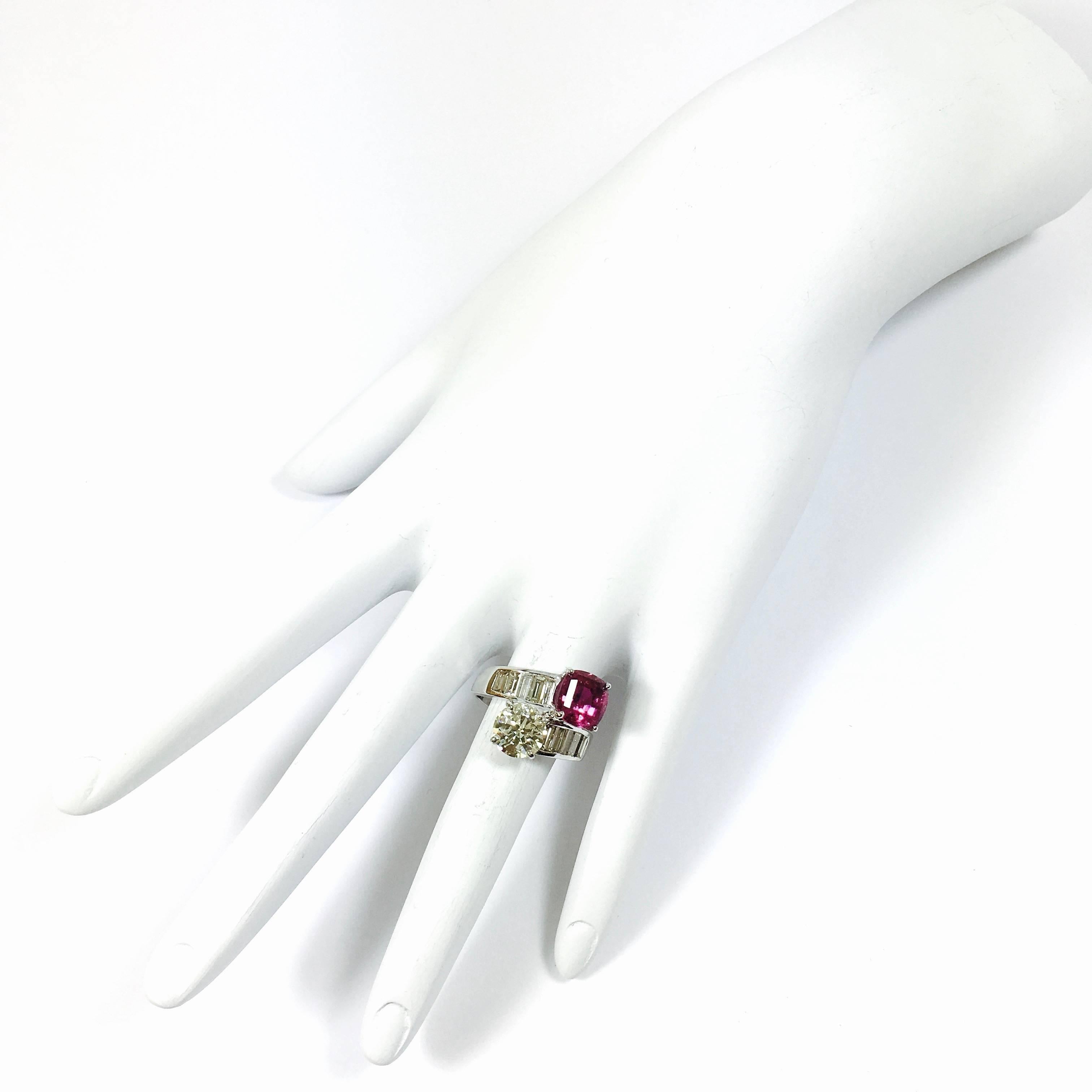 Certified No Heat Purple-Pink Sapphire Diamond Toi Et Moi Ring  In Excellent Condition In Agoura Hills, CA