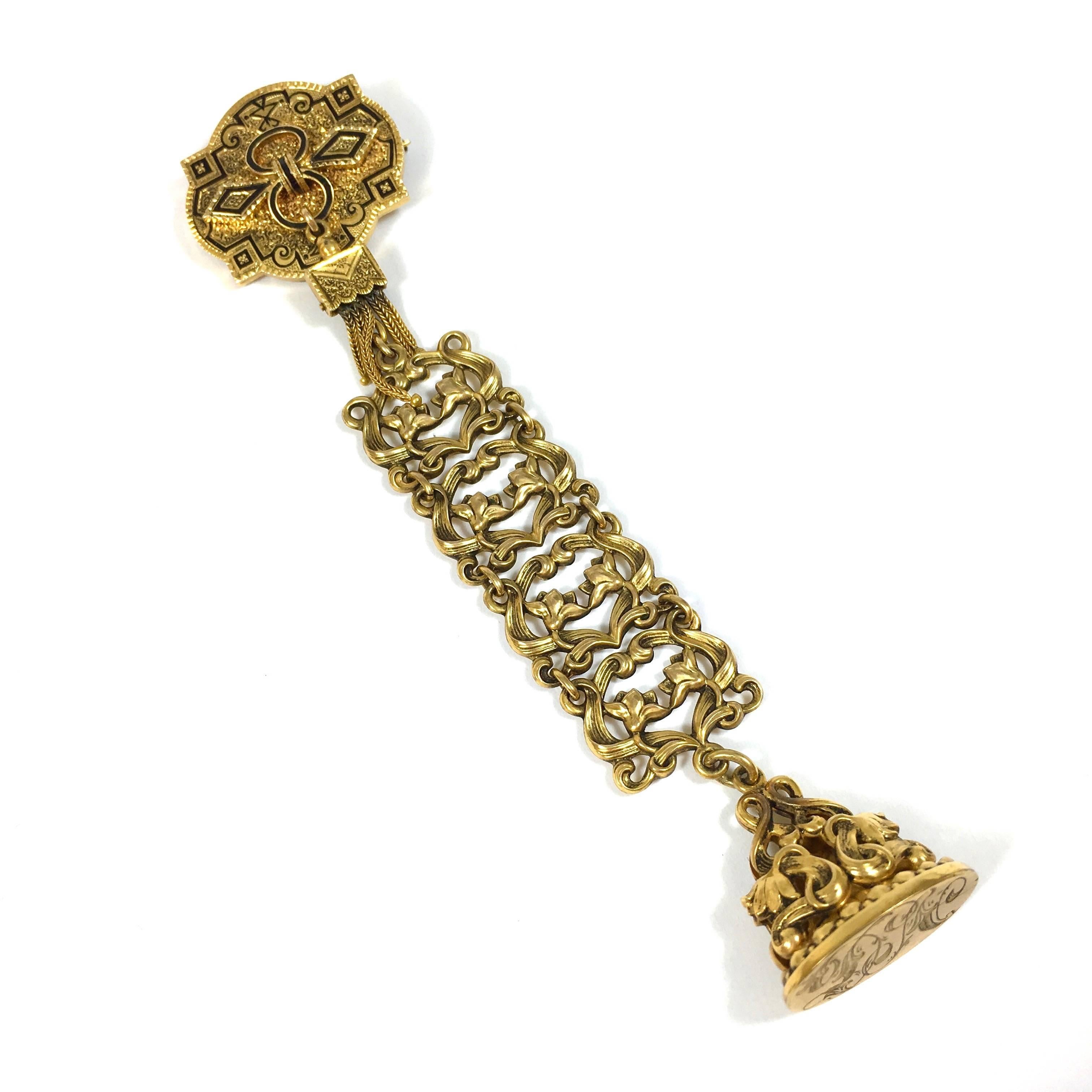 Women's or Men's Victorian Gold Wax Seal Brooch