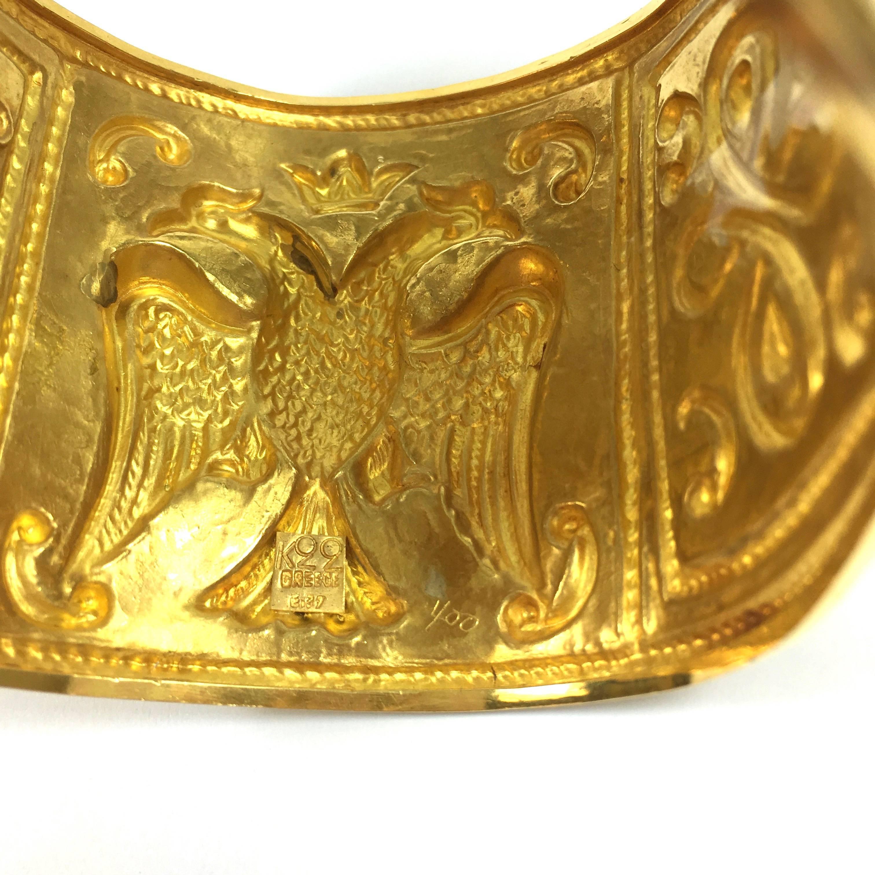 Women's or Men's Large Greek High Karat Gold Cuff Bracelet