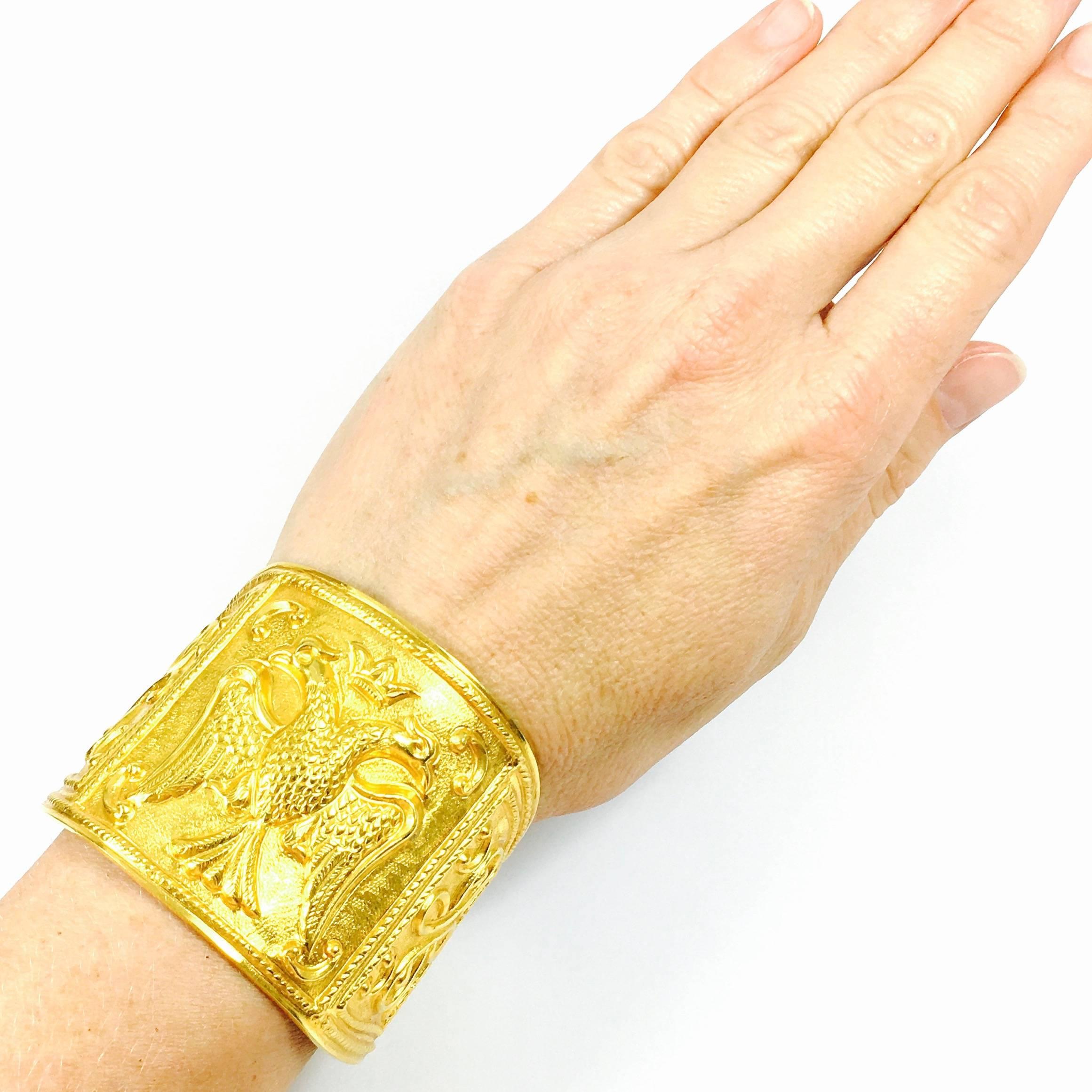 Large Greek High Karat Gold Cuff Bracelet 1