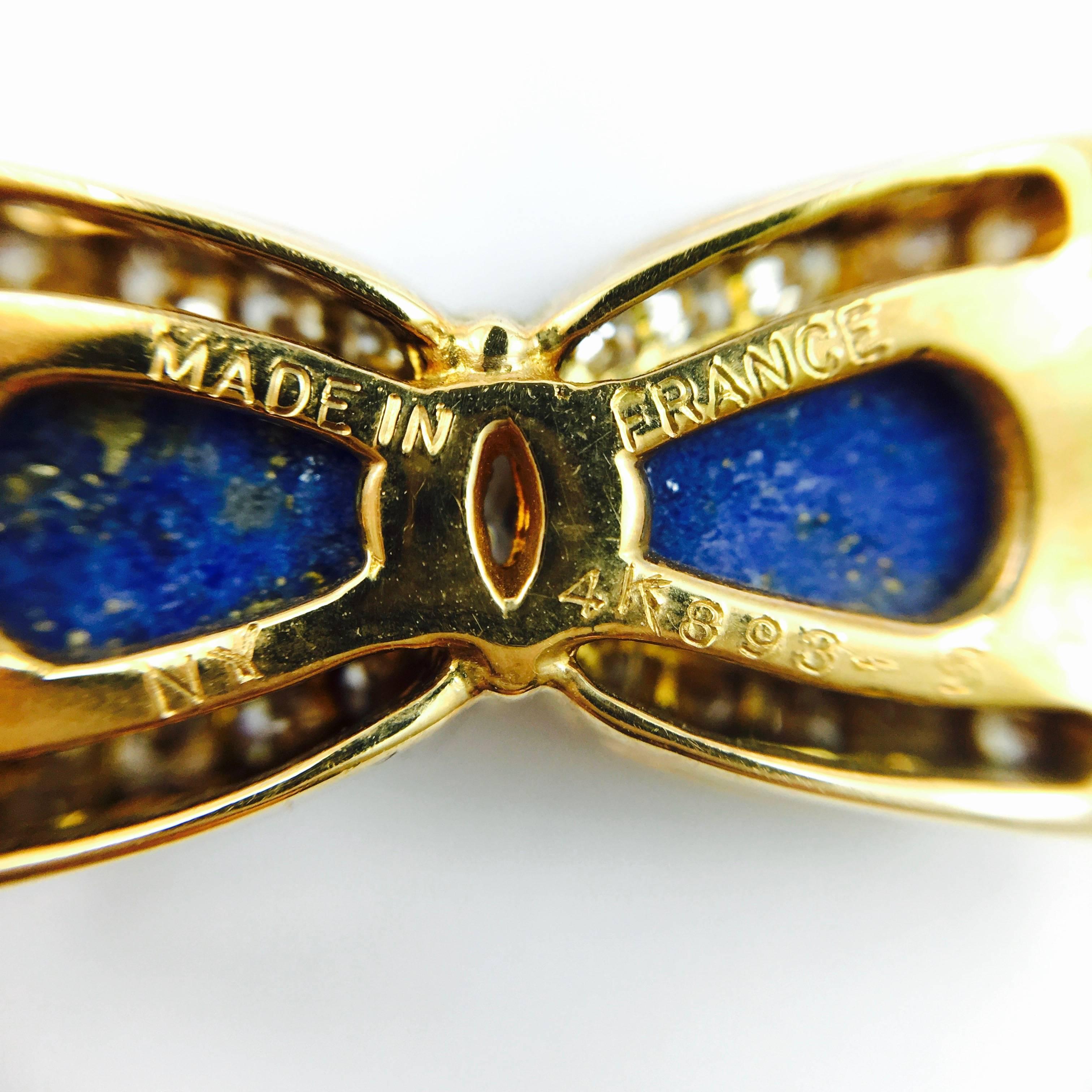 Women's or Men's Van Cleef & Arpels Lapis Lazuli Diamond Gold Bow Necklace