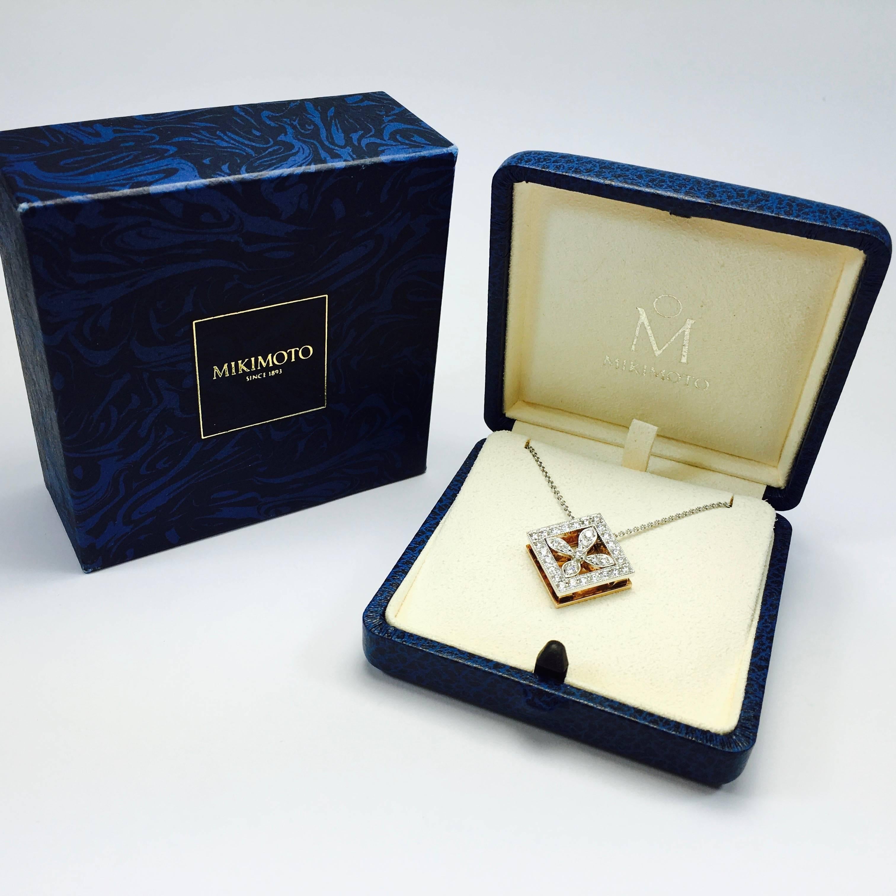 Mikimoto Convertible Diamond Pendant Necklace In Excellent Condition In Agoura Hills, CA