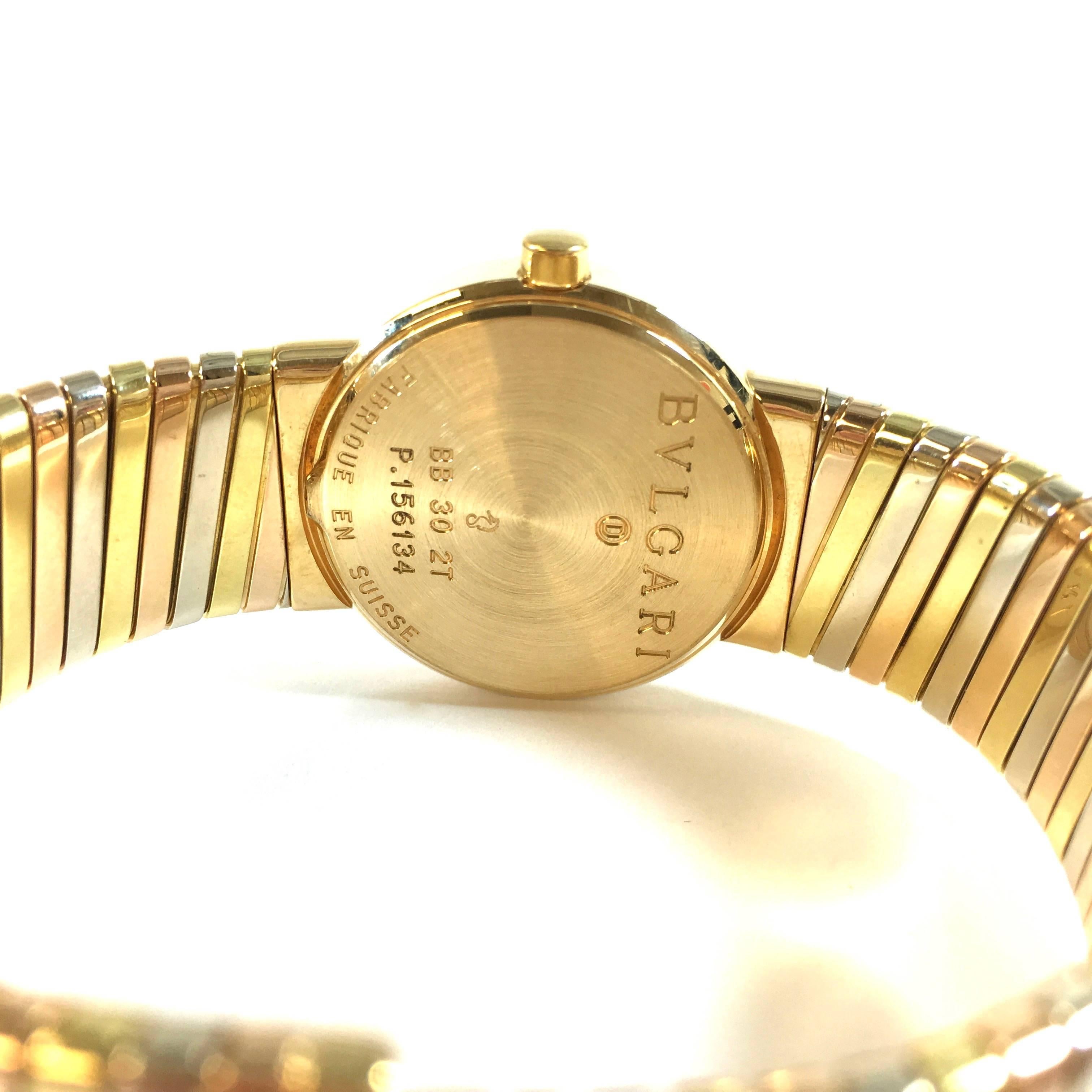 Bulgari Tricolor Gold Large Tubogas Quartz Wristwatch 2