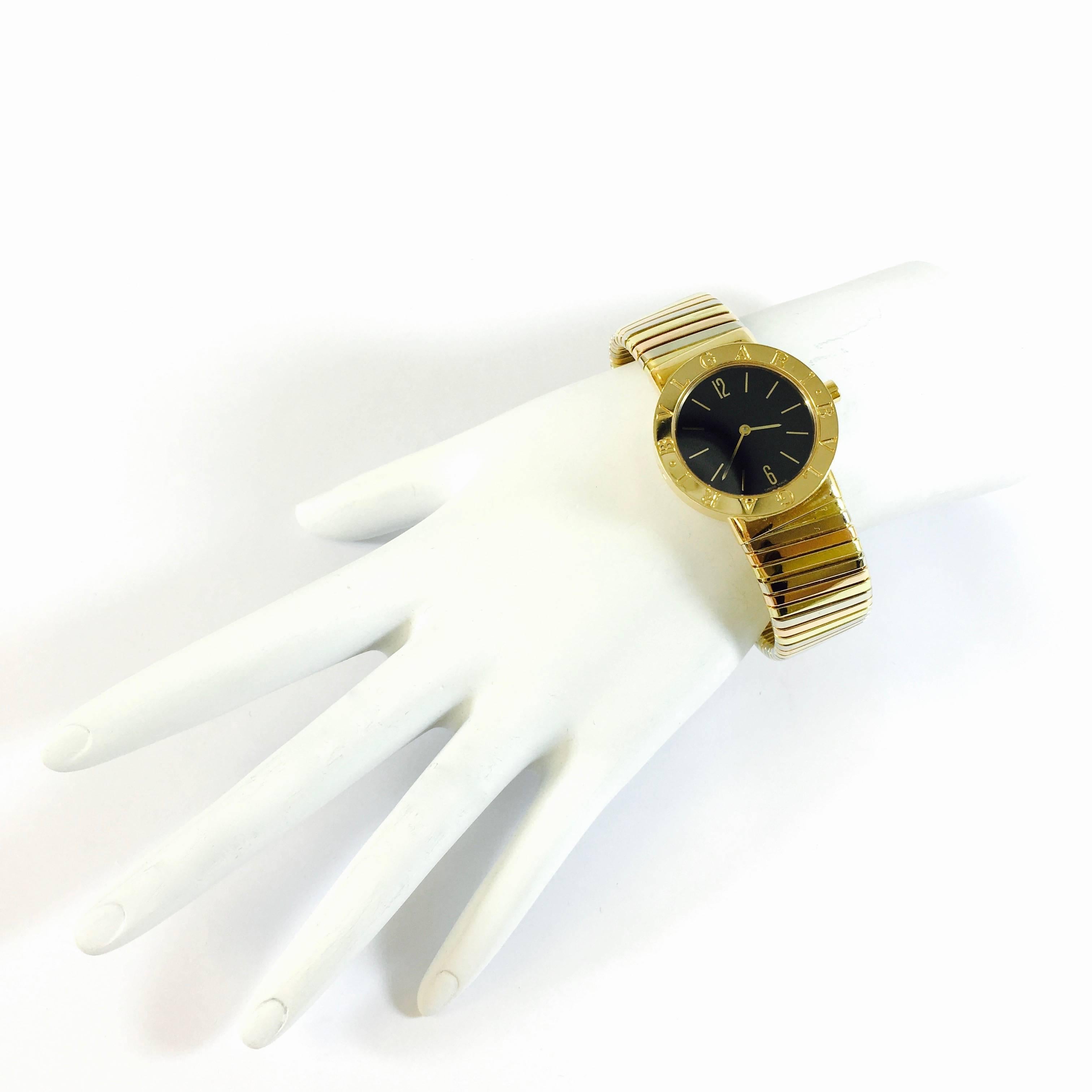 Bulgari Tricolor Gold Large Tubogas Quartz Wristwatch 4