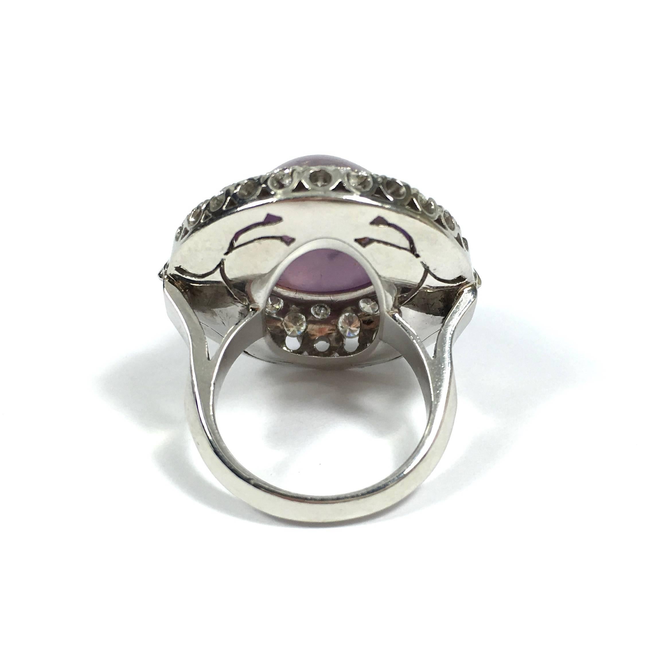 Trillion Cut No Heat GIA Certified Purple Pink Star Sapphire Diamond Platinum Ring For Sale