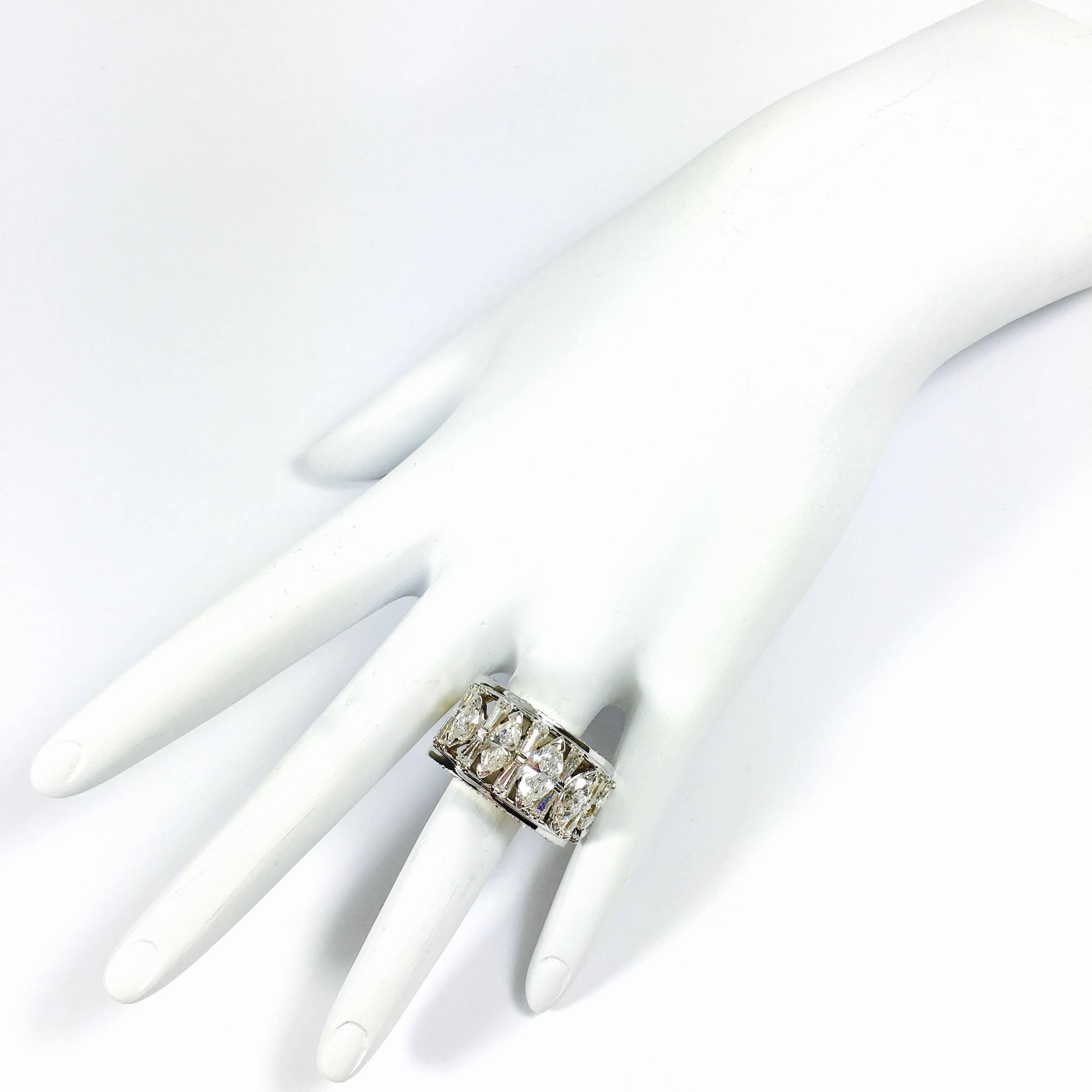 Women's Vintage 6.6 Carats of Diamonds Large Coctail Band Ring For Sale