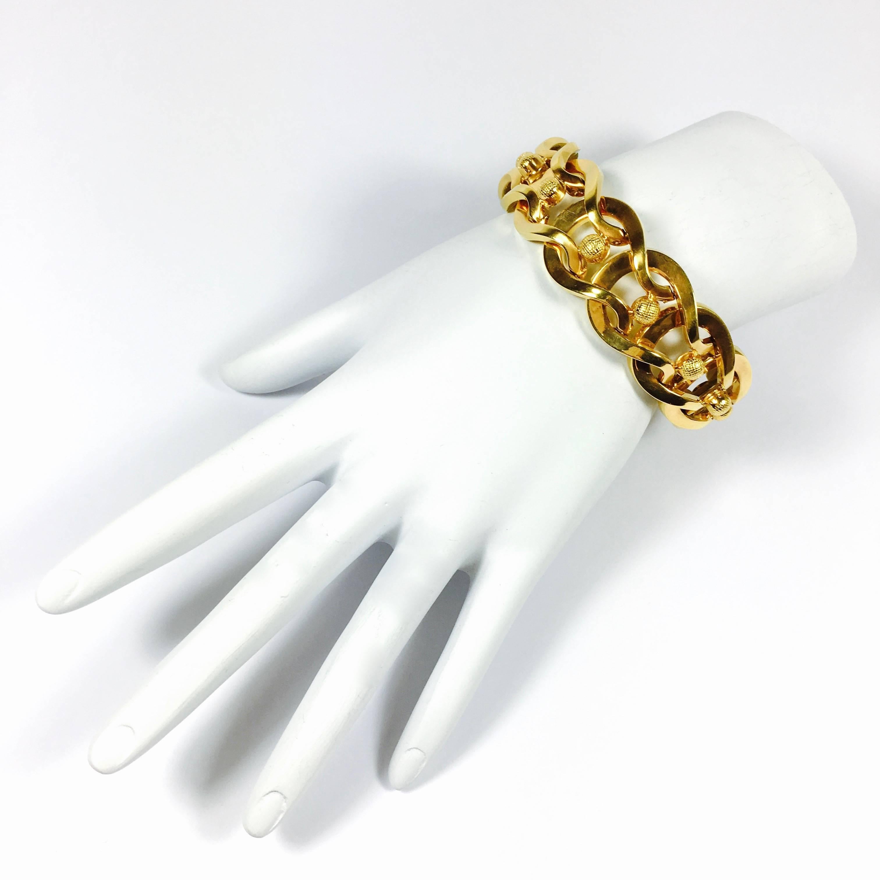 Vintage Brevettato Yellow Gold Articulating Bracelet In Excellent Condition In Agoura Hills, CA