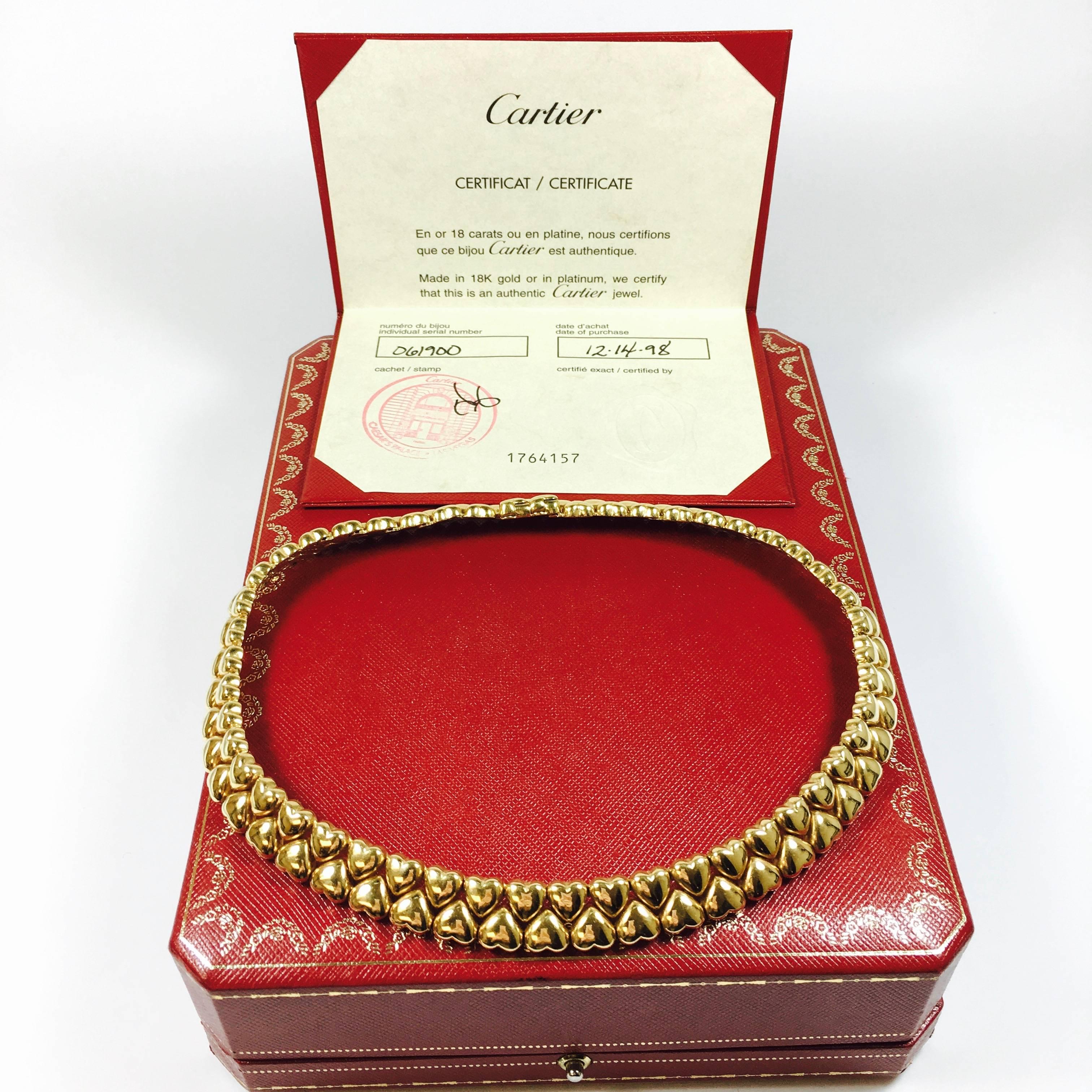 Women's or Men's Cartier Yellow Gold Double Coeurs Hearts Necklace