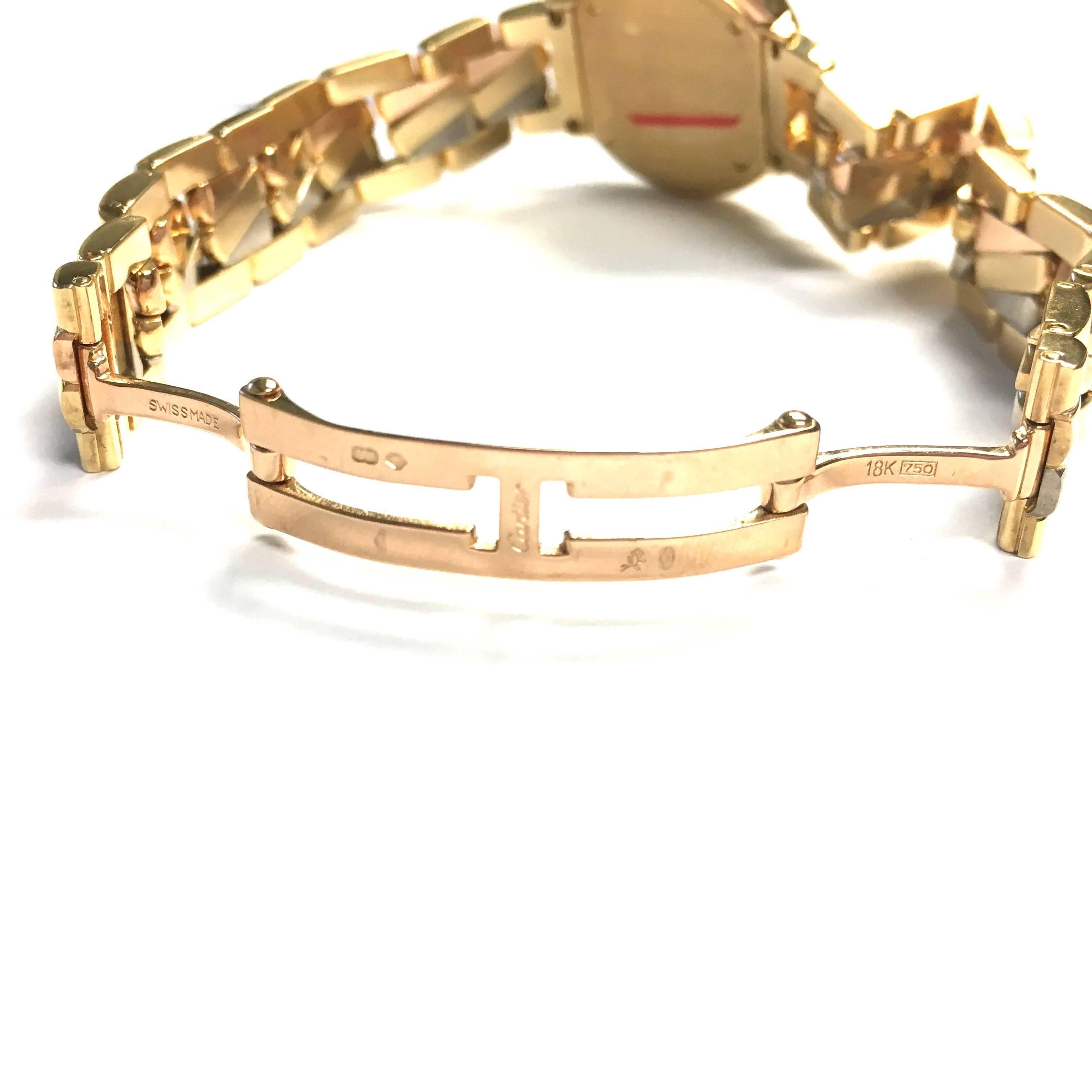 Women's or Men's Cartier ladies Trinity Three Color Gold Diamond Rare Bracelet quartz  Wristwatch