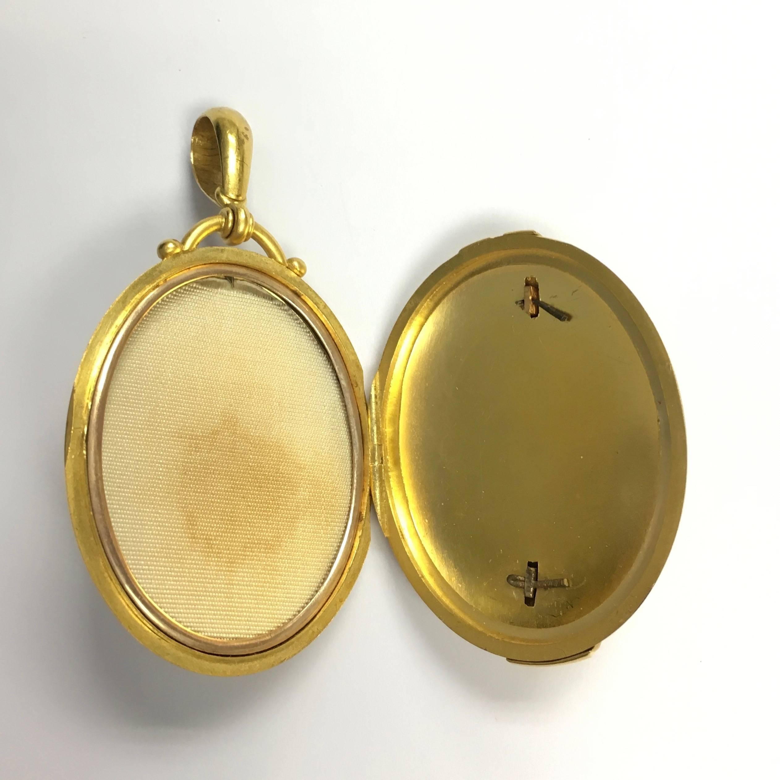 Women's or Men's Victorian Pearl and Gold Large Locket Pendant For Sale