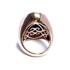 Black Onyx and Diamond Rose Gold Cocktail Ring