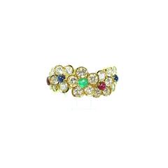 Van Cleef & Arpels Emerald Sapphire Ruby Diamond Gold Fleurette Ring