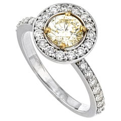 0.77 Ct Natural Fancy Light Yellow Diamond Ring