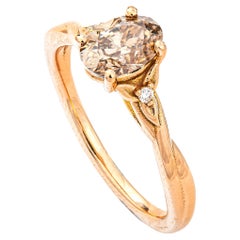 1.01 Ct Natural Orangy Brown Diamond Ring