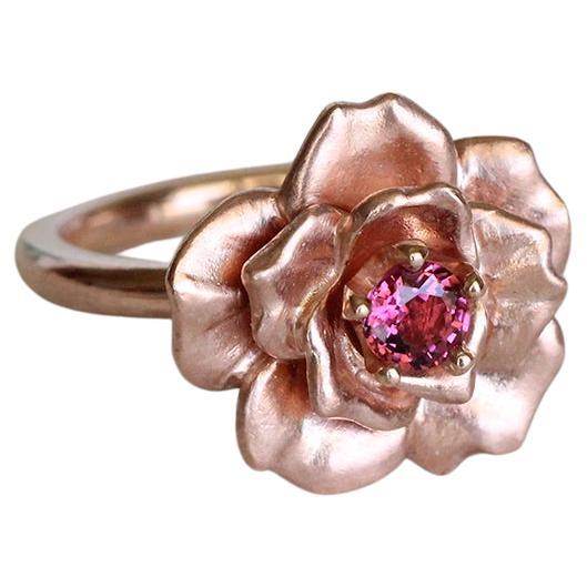 For Sale:  Rose in Bloom Ring/ 9CT Rose Gold, Pink Tourmaline
