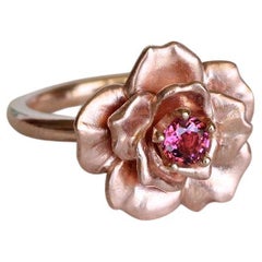 Rose in Bloom Ring/ 9CT Rose Gold, Pink Tourmaline