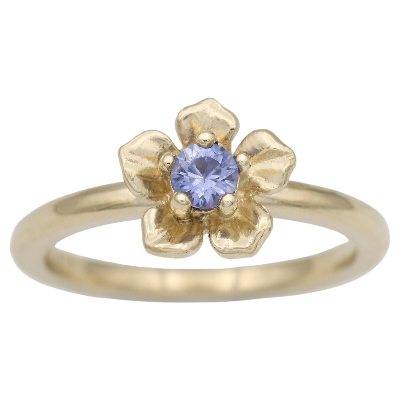 Forget Me Not Ring/ 9ct Yellow Gold, Ceylon Sapphire